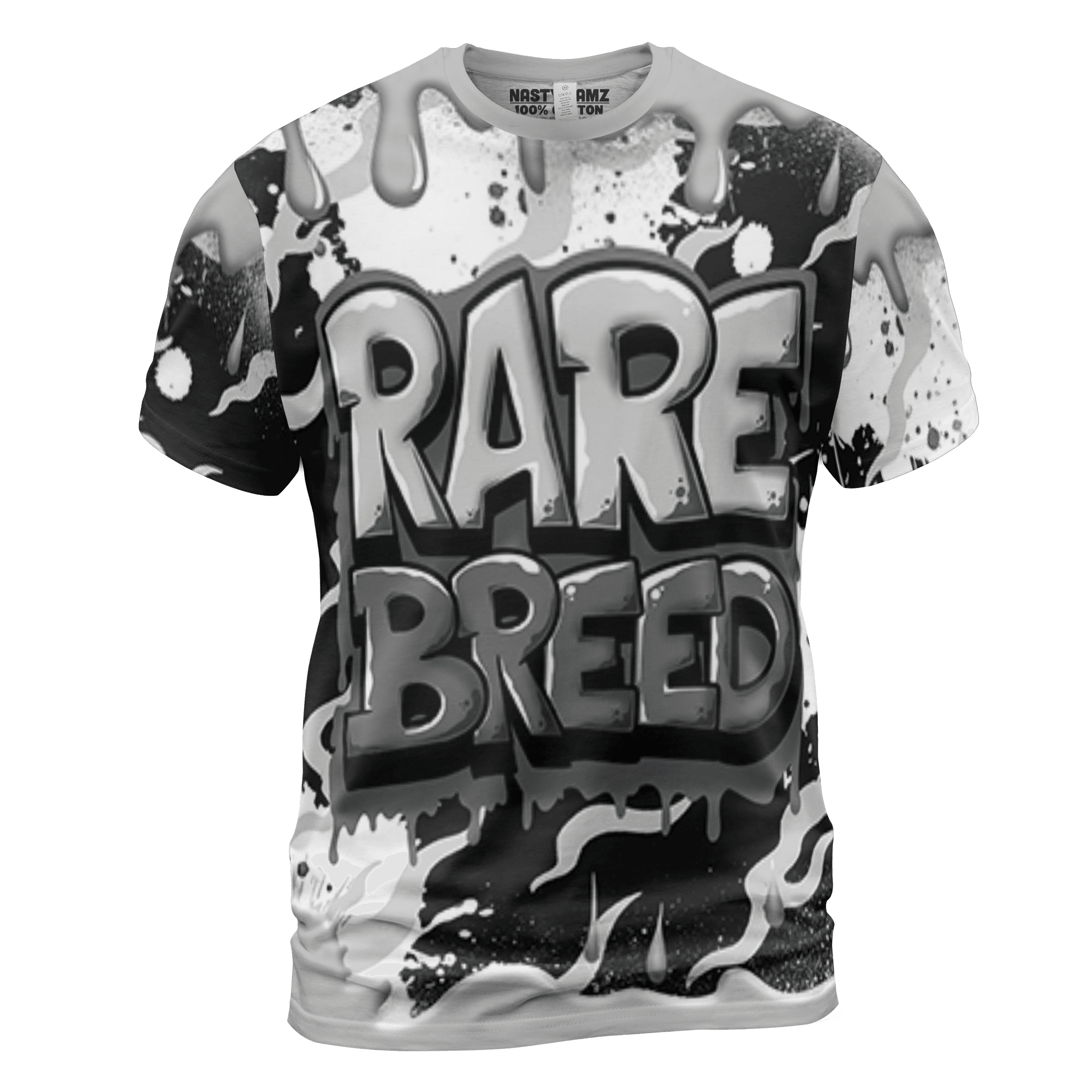 Retro High OG Black White 1s T Shirt Match Rare Breed 3D All-Over Print Drippin - NastyJamz