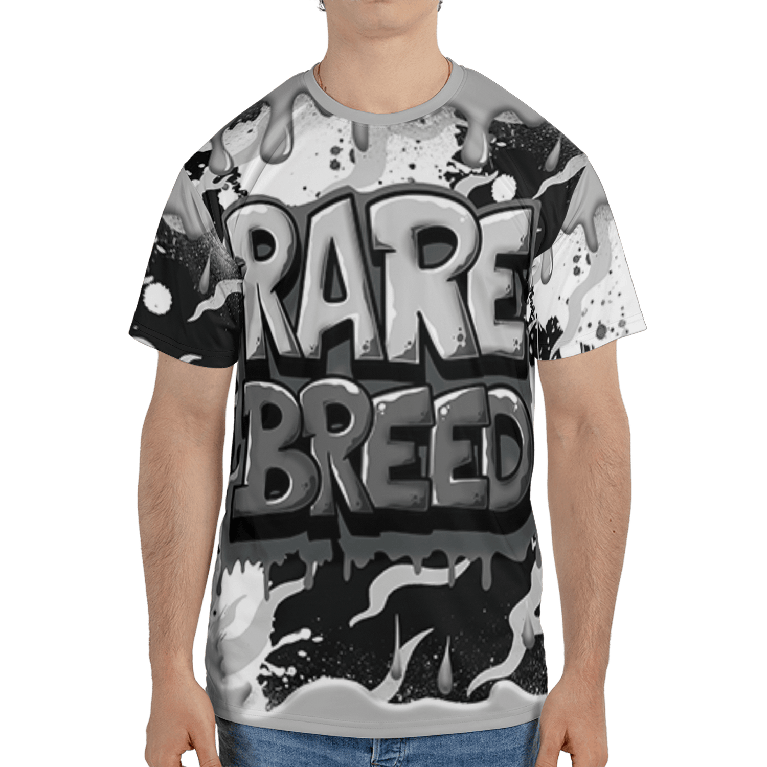 Retro High OG Black White 1s T Shirt Match Rare Breed 3D All-Over Print Drippin - NastyJamz