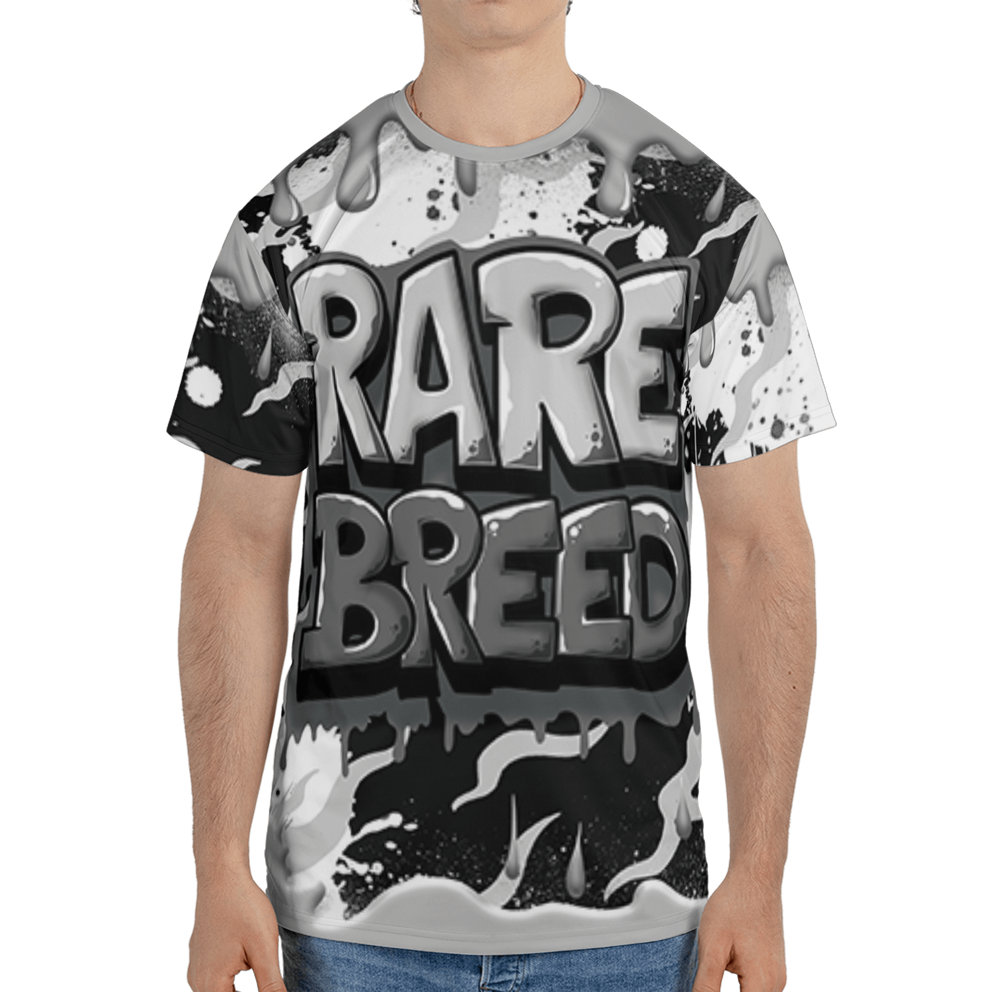 Retro High OG Black White 1s T Shirt Match Rare Breed 3D All-Over Print Drippin - NastyJamz