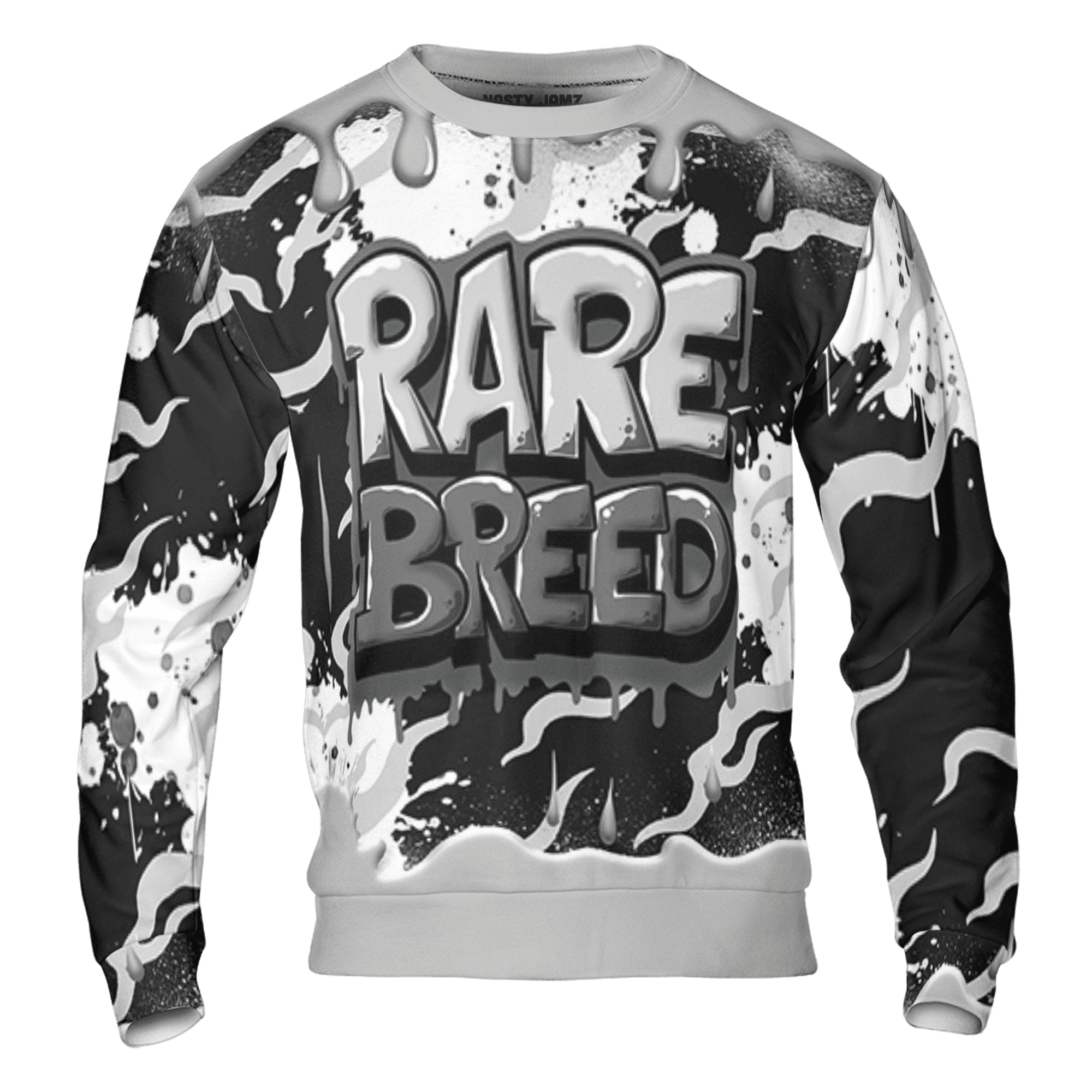 Retro High OG Black White 1s Sweatshirt Match Rare Breed 3D All-Over Print Drippin - NastyJamz