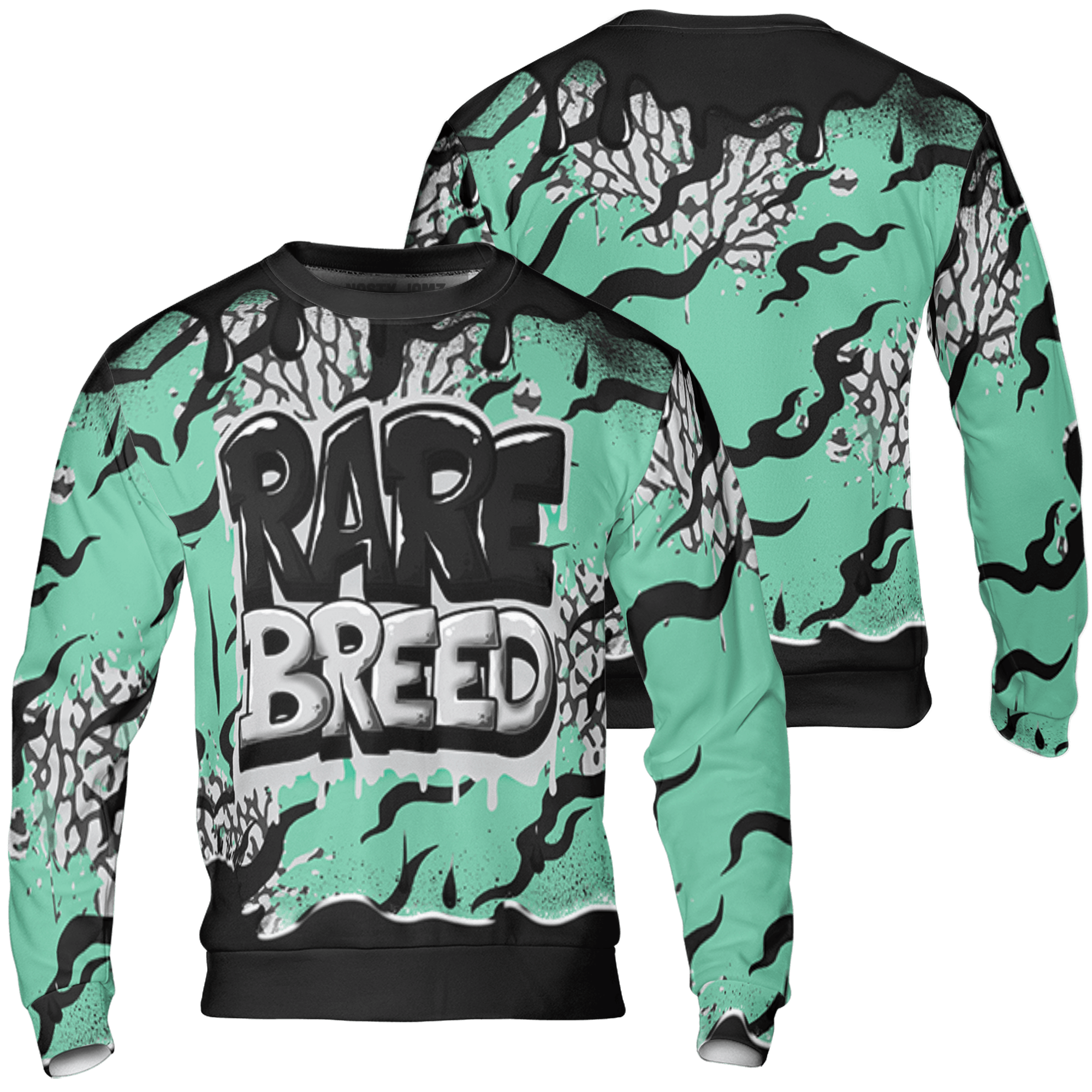 Green Glow 3s Sweatshirt Match Rare Breed 3D All-Over Print Drippin - NastyJamz