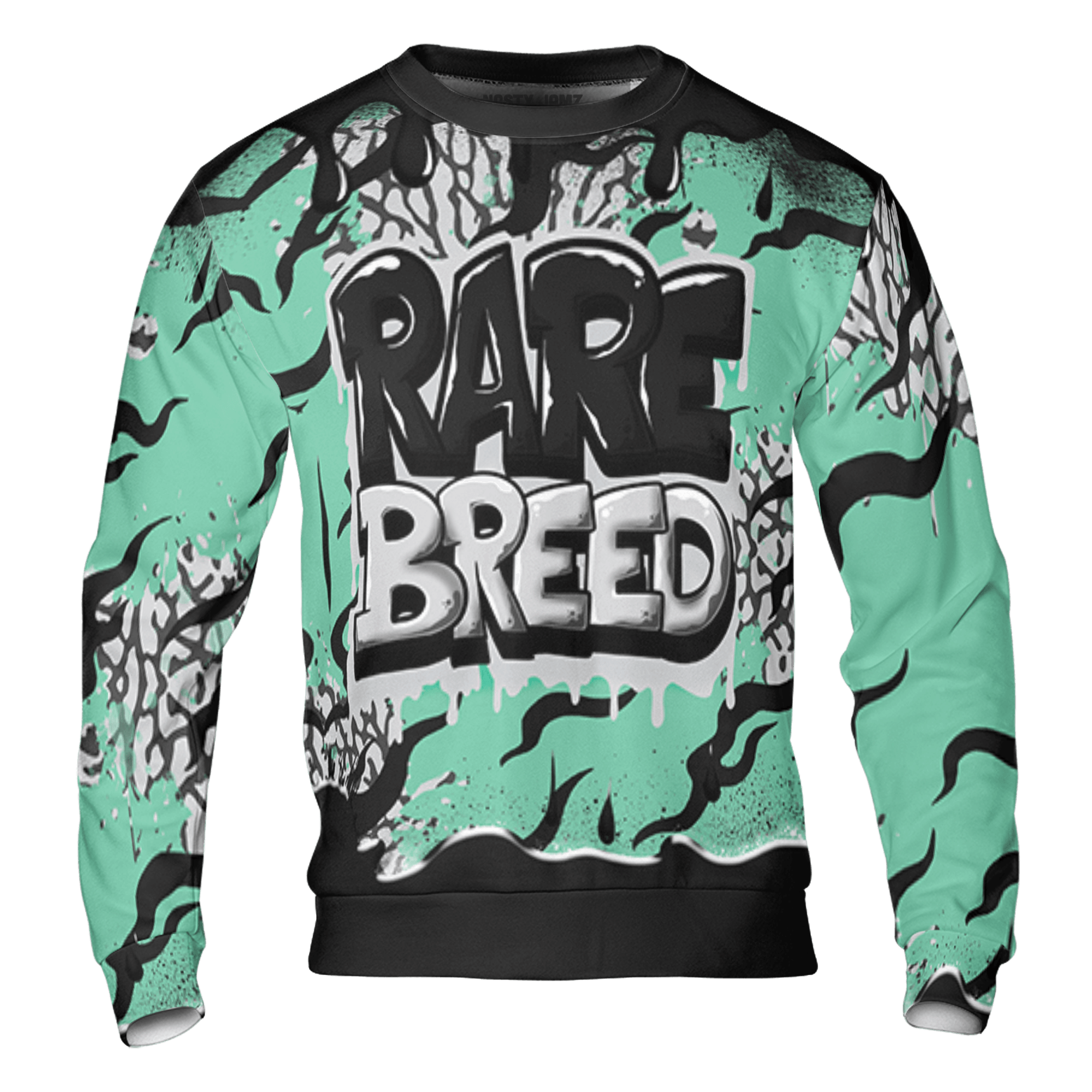 Green Glow 3s Sweatshirt Match Rare Breed 3D All-Over Print Drippin - NastyJamz