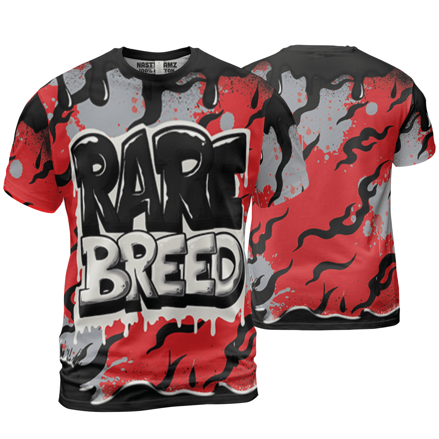 Bred Reimagined 4s T Shirt Match Rare Breed 3D All-Over Print Drippin - NastyJamz