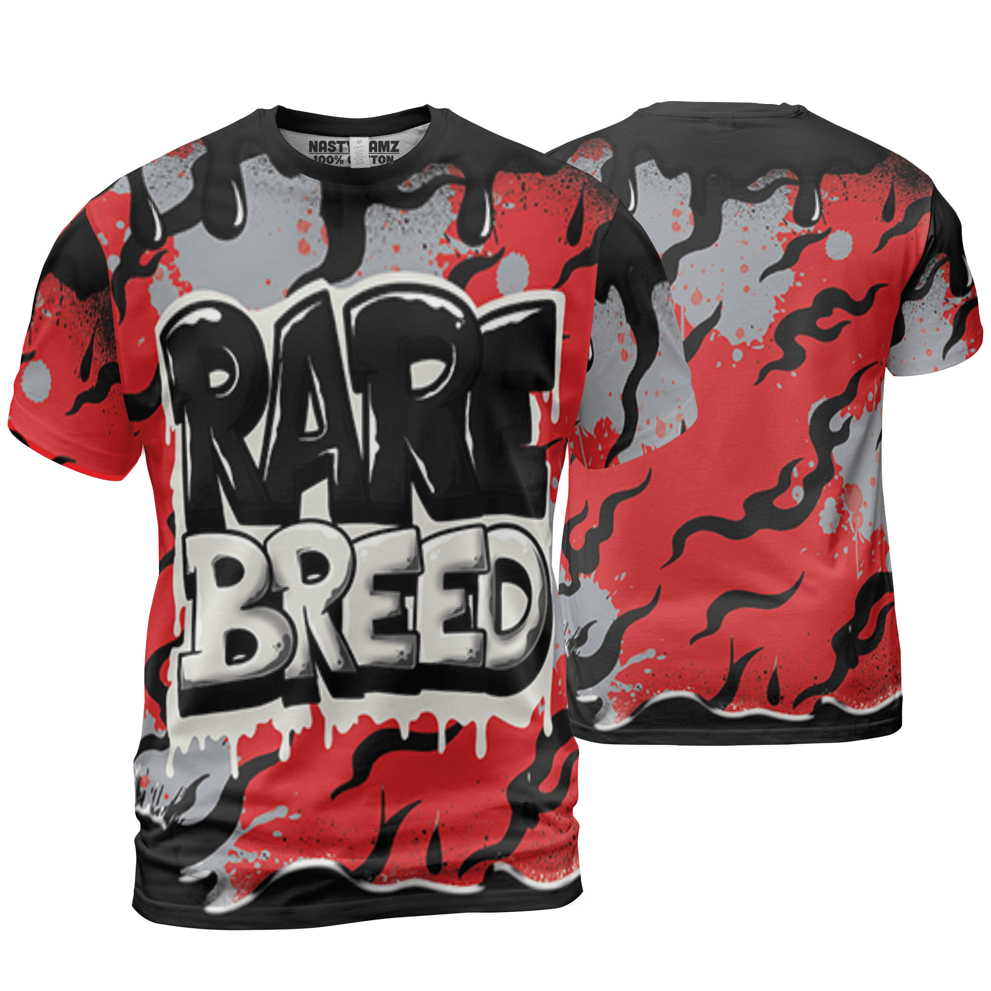 Bred Reimagined 4s T Shirt Match Rare Breed 3D All-Over Print Drippin - NastyJamz
