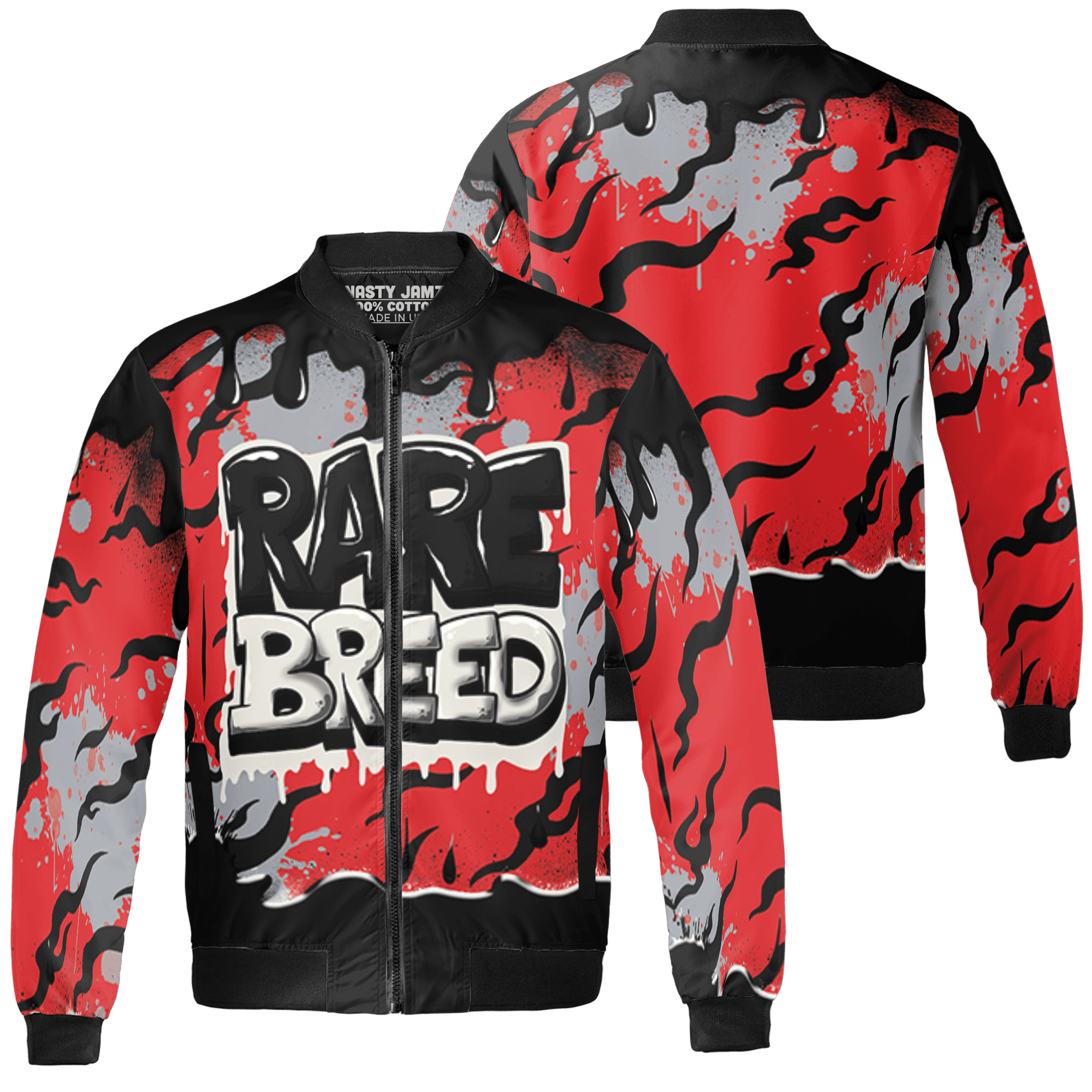 Bred Reimagined 4s Jacket Match Rare Breed 3D All-Over Print Drippin - NastyJamz