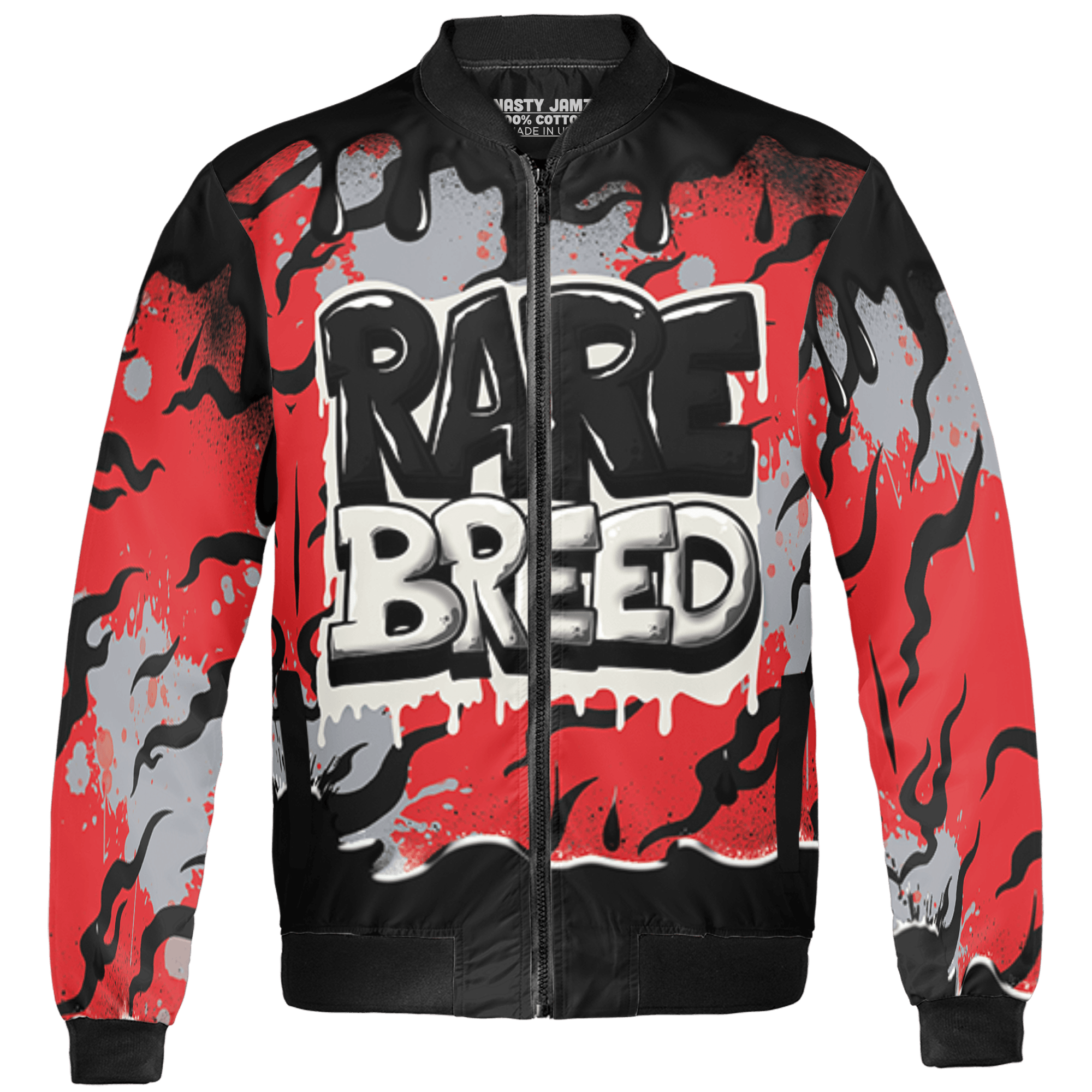 Bred Reimagined 4s Jacket Match Rare Breed 3D All-Over Print Drippin - NastyJamz