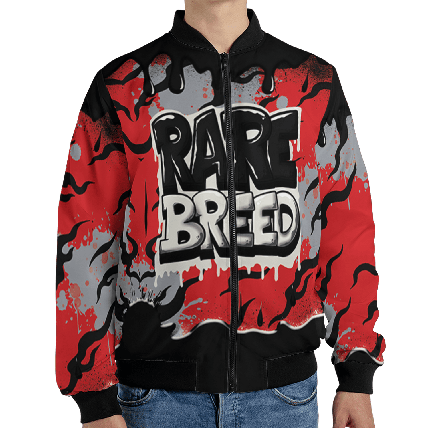 Bred Reimagined 4s Jacket Match Rare Breed 3D All-Over Print Drippin - NastyJamz