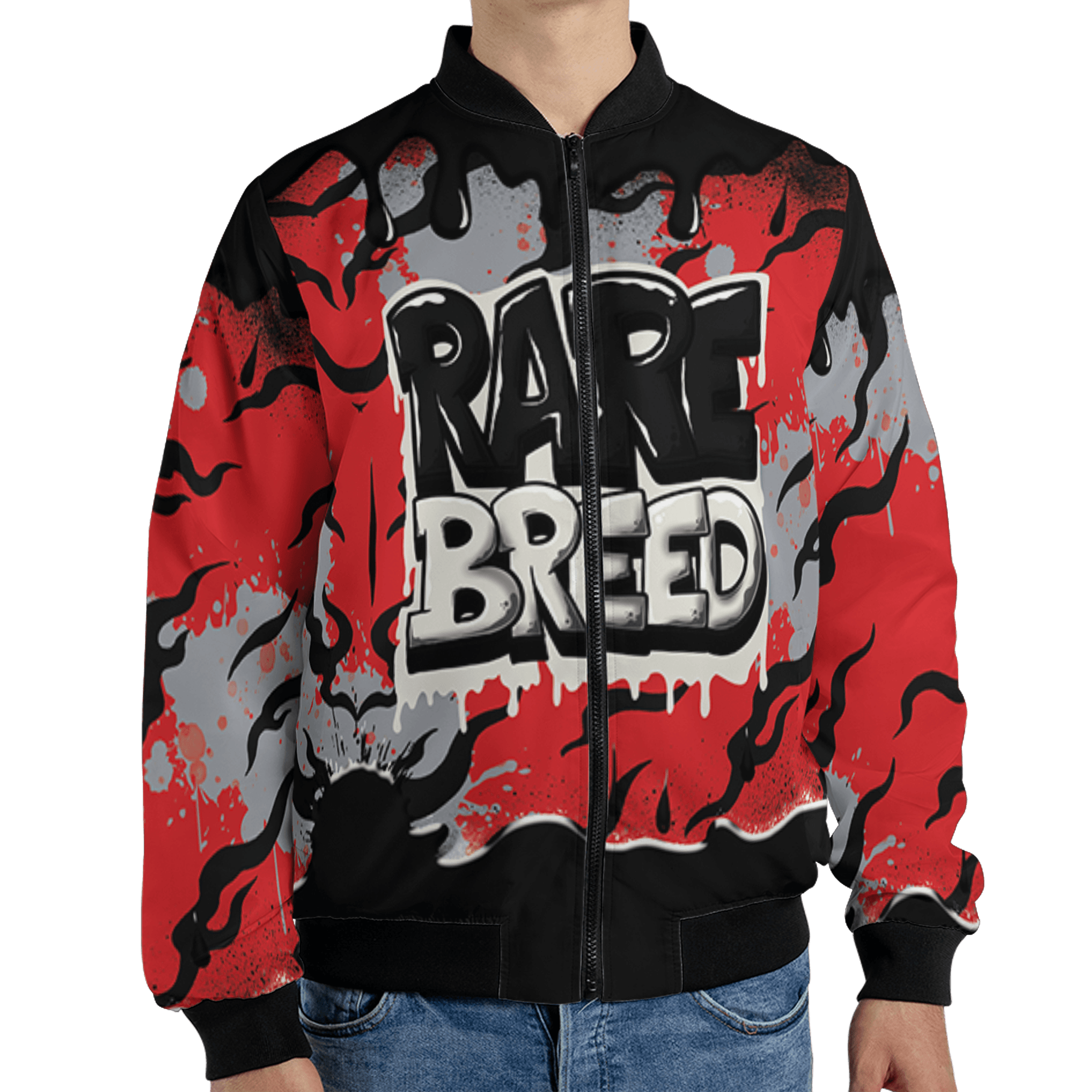 Bred Reimagined 4s Jacket Match Rare Breed 3D All-Over Print Drippin - NastyJamz