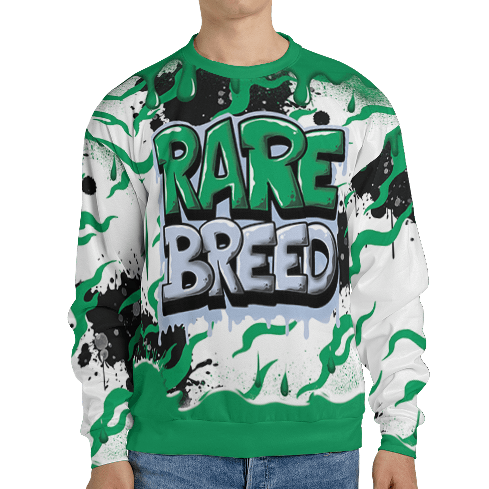 Lucky Green 5s Sweatshirt Match Rare Breed 3D All-Over Print Drippin - NastyJamz