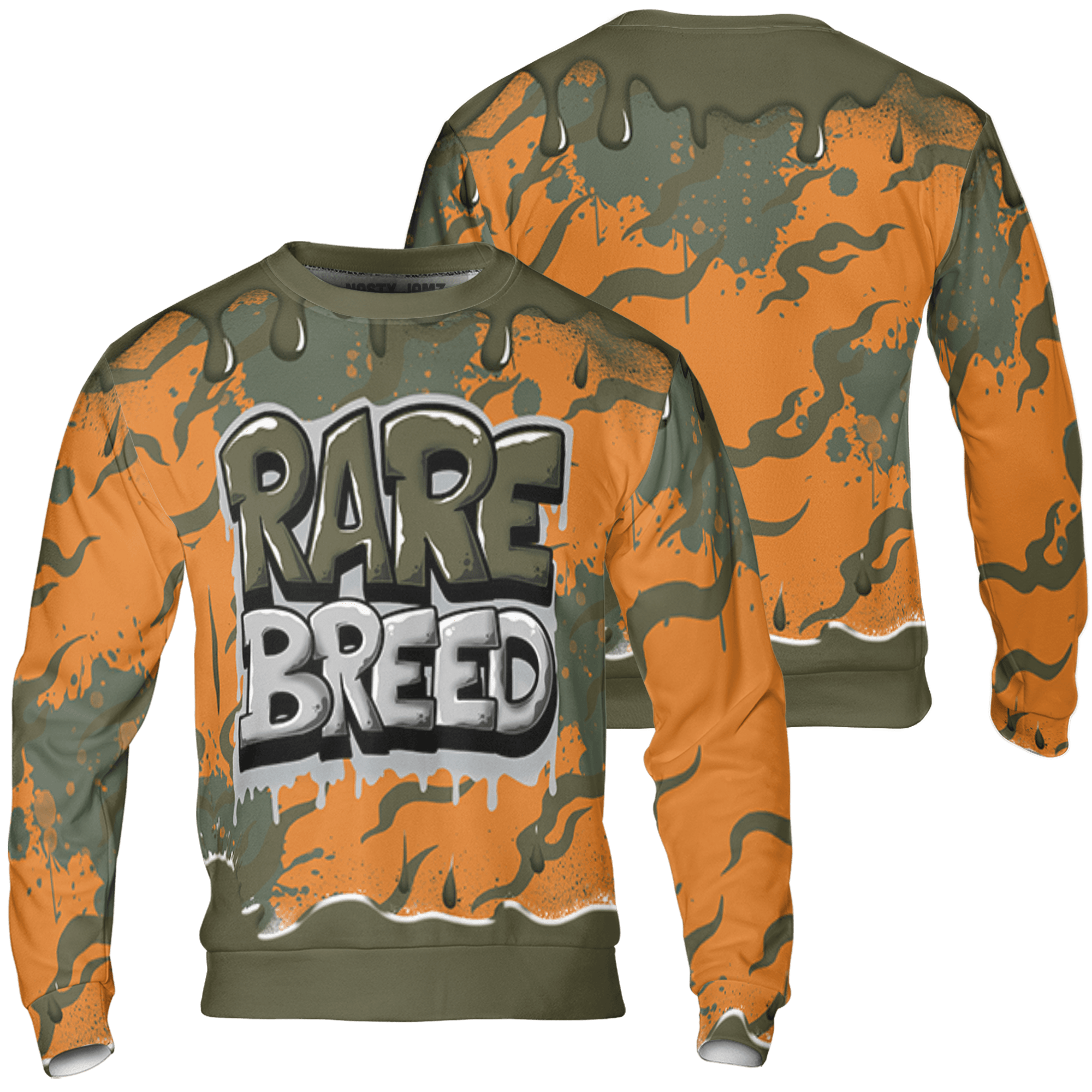 Olive 5s Sweatshirt Match Rare Breed 3D All-Over Print Drippin - NastyJamz