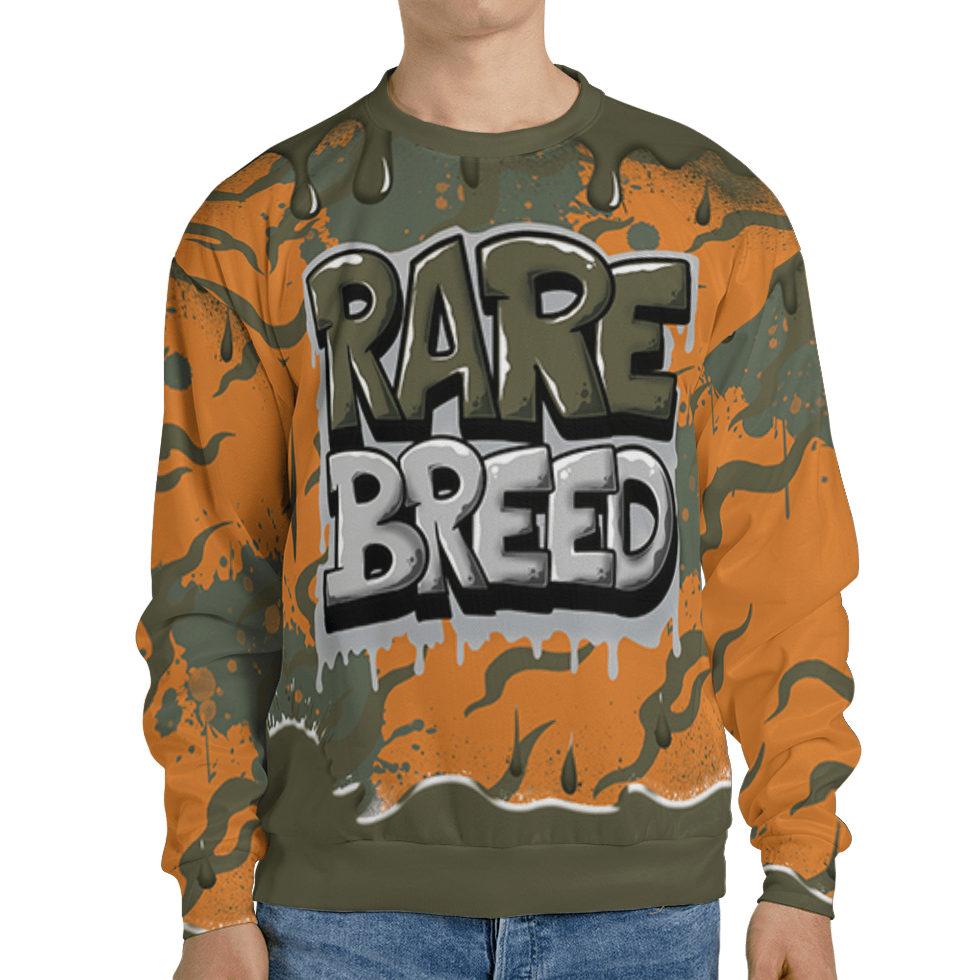 Olive 5s Sweatshirt Match Rare Breed 3D All-Over Print Drippin - NastyJamz