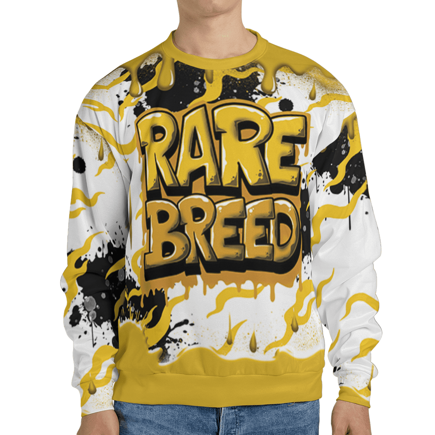 Yellow Ochre 6s Sweatshirt Match Rare Breed 3D All-Over Print Drippin - NastyJamz