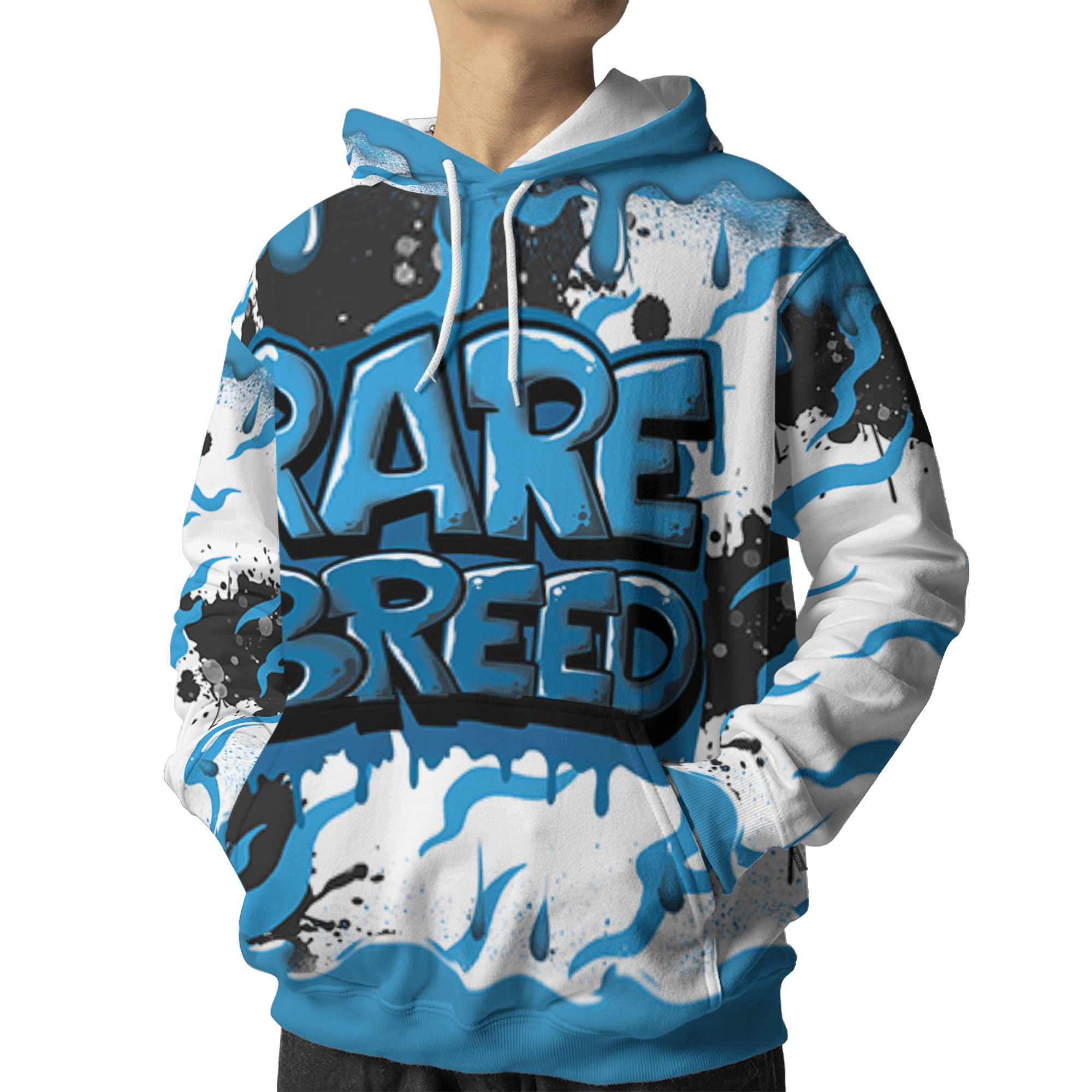 Powder Blue 9s Hoodie Match Rare Breed 3D All-Over Print Drippin - NastyJamz