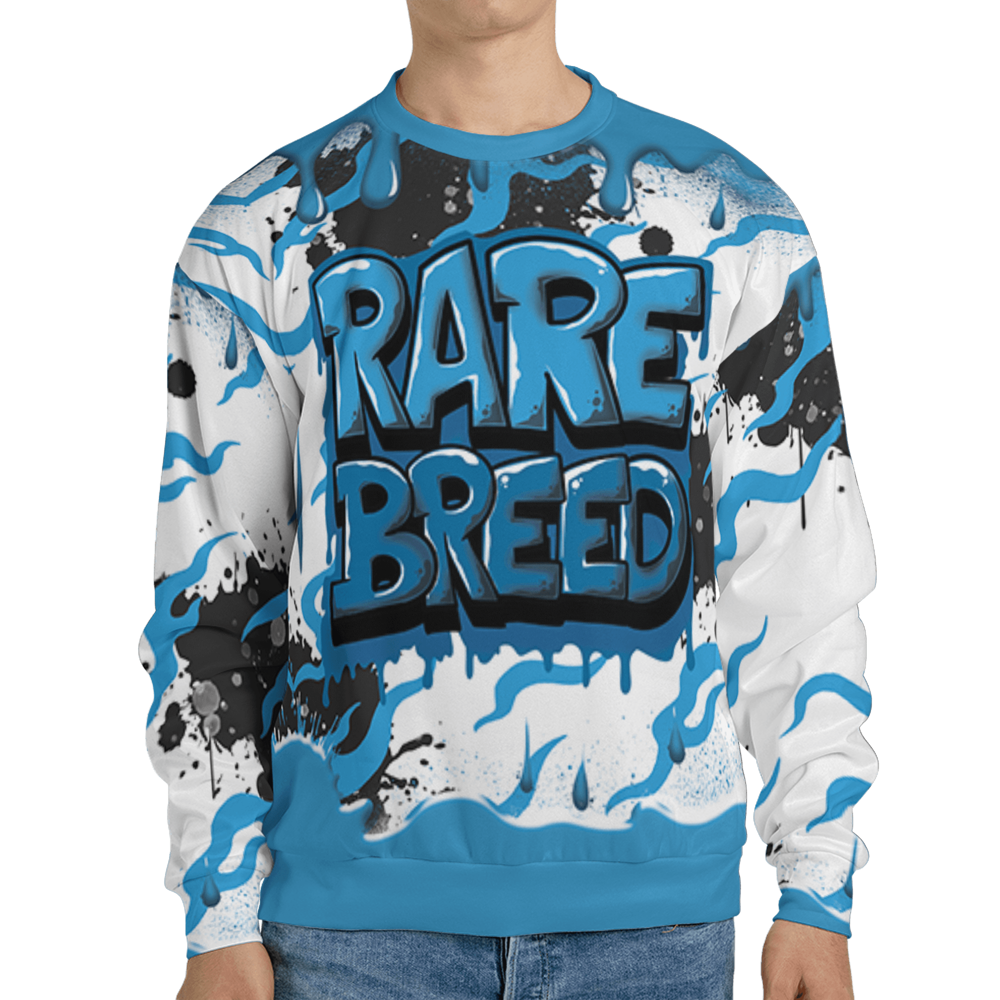 Powder Blue 9s Sweatshirt Match Rare Breed 3D All-Over Print Drippin - NastyJamz