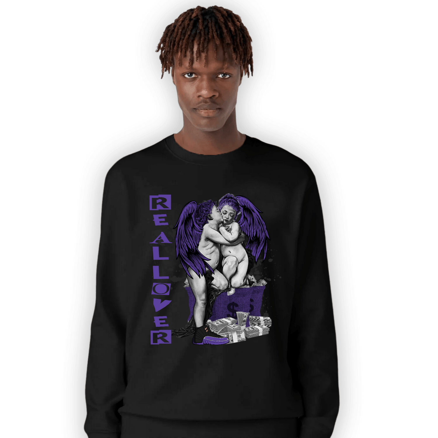 Field Purple 12s Sweatshirt Match Real Lover Angel - NastyJamz
