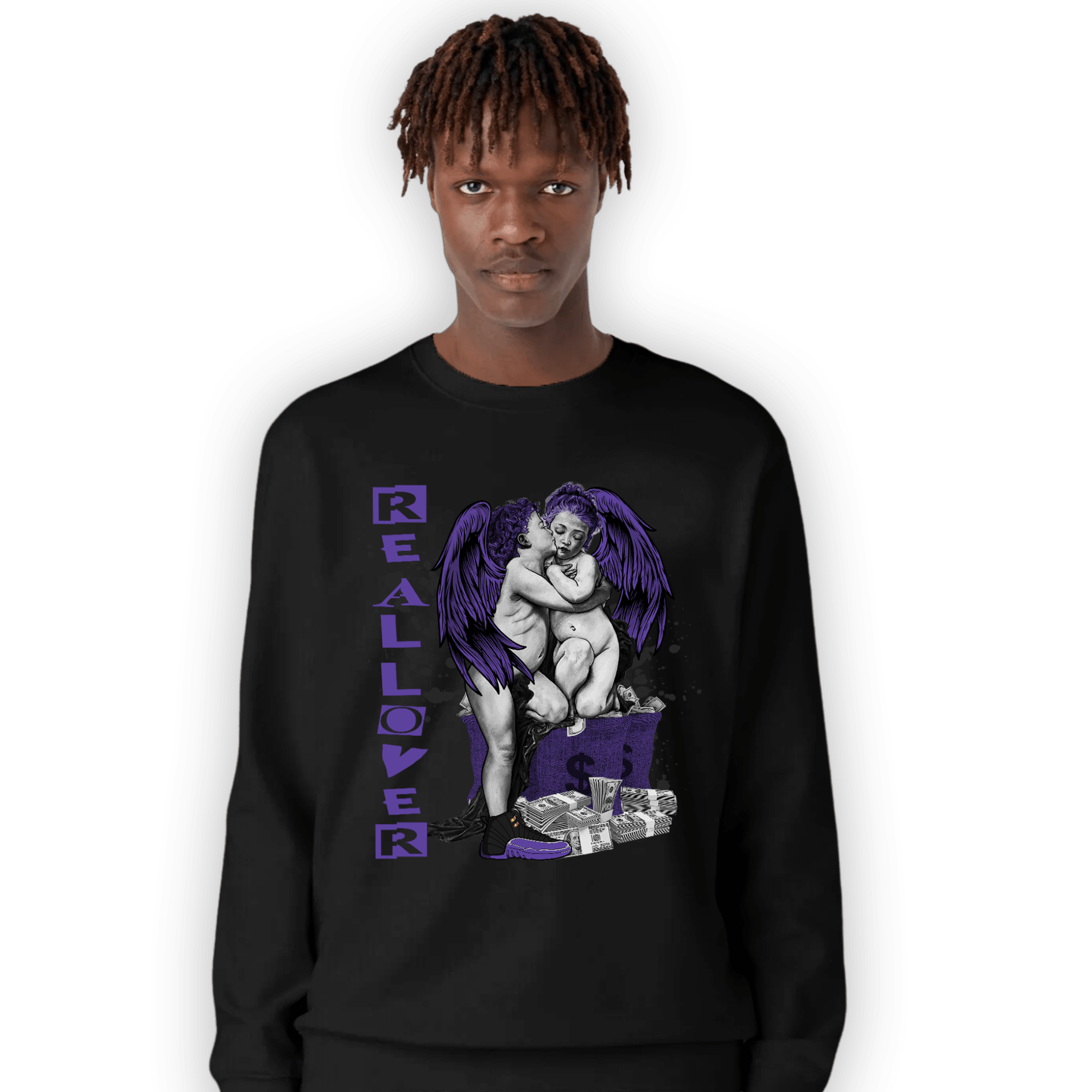 Field Purple 12s Sweatshirt Match Real Lover Angel - NastyJamz