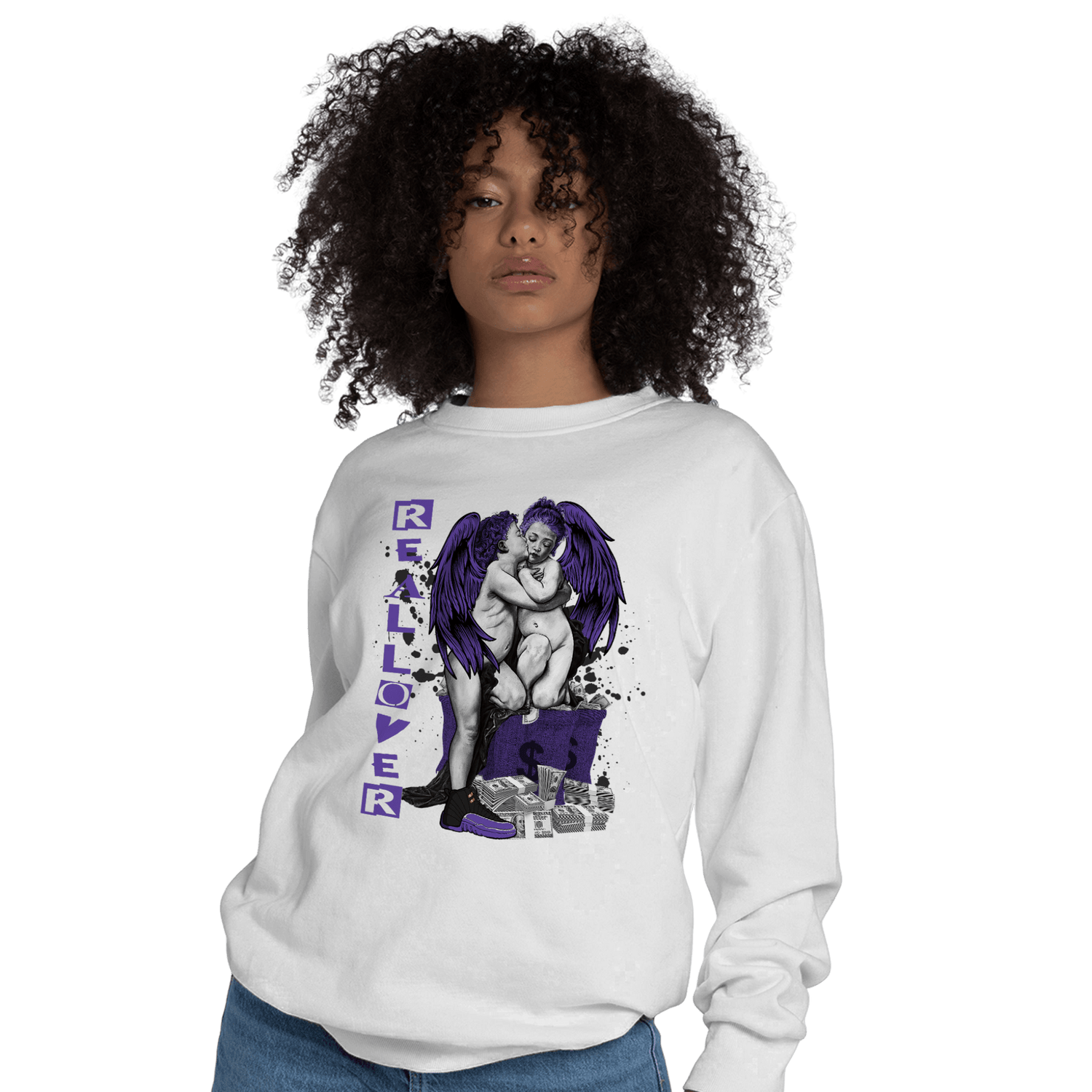 Field Purple 12s Sweatshirt Match Real Lover Angel - NastyJamz