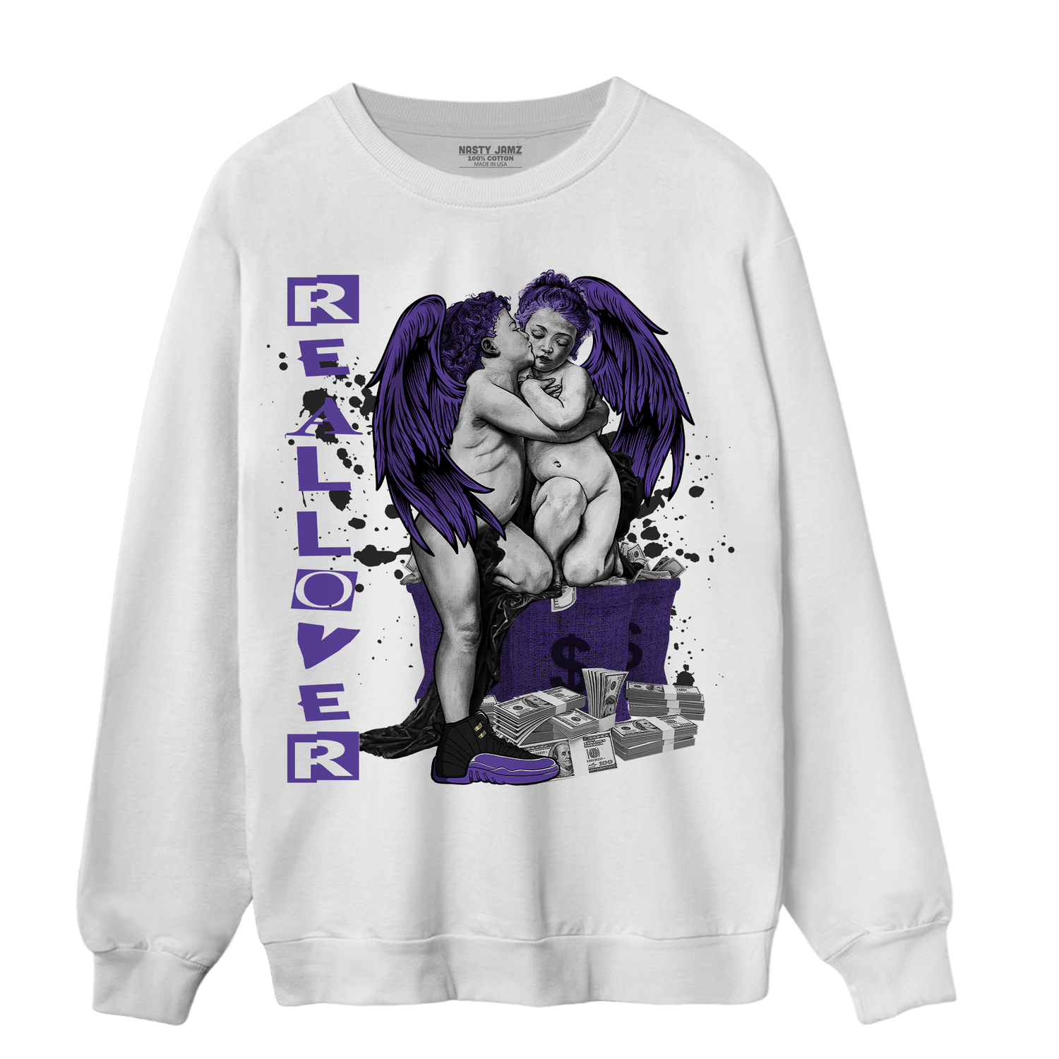 Field Purple 12s Sweatshirt Match Real Lover Angel - NastyJamz