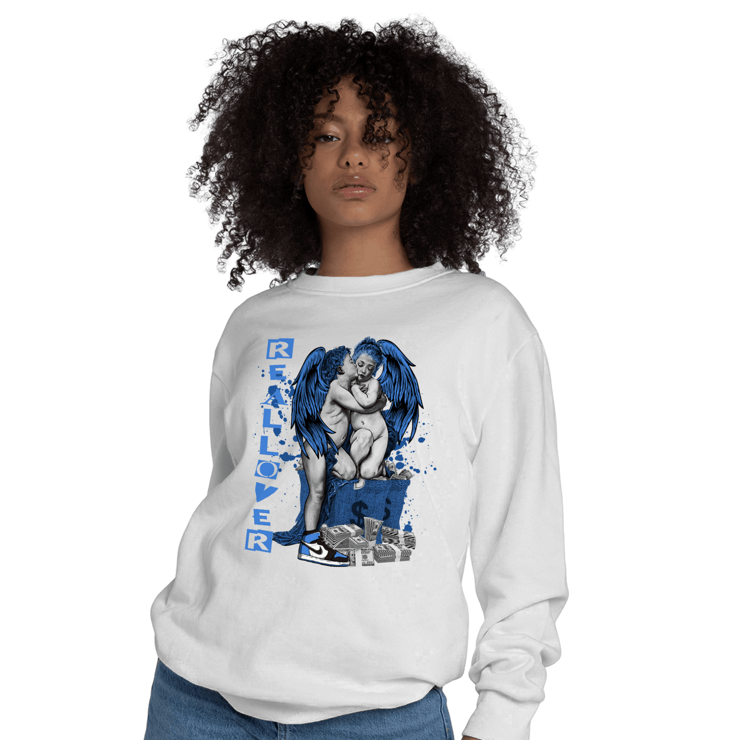 University Blue Toe 1s Sweatshirt Match Real Lover Angel - NastyJamz