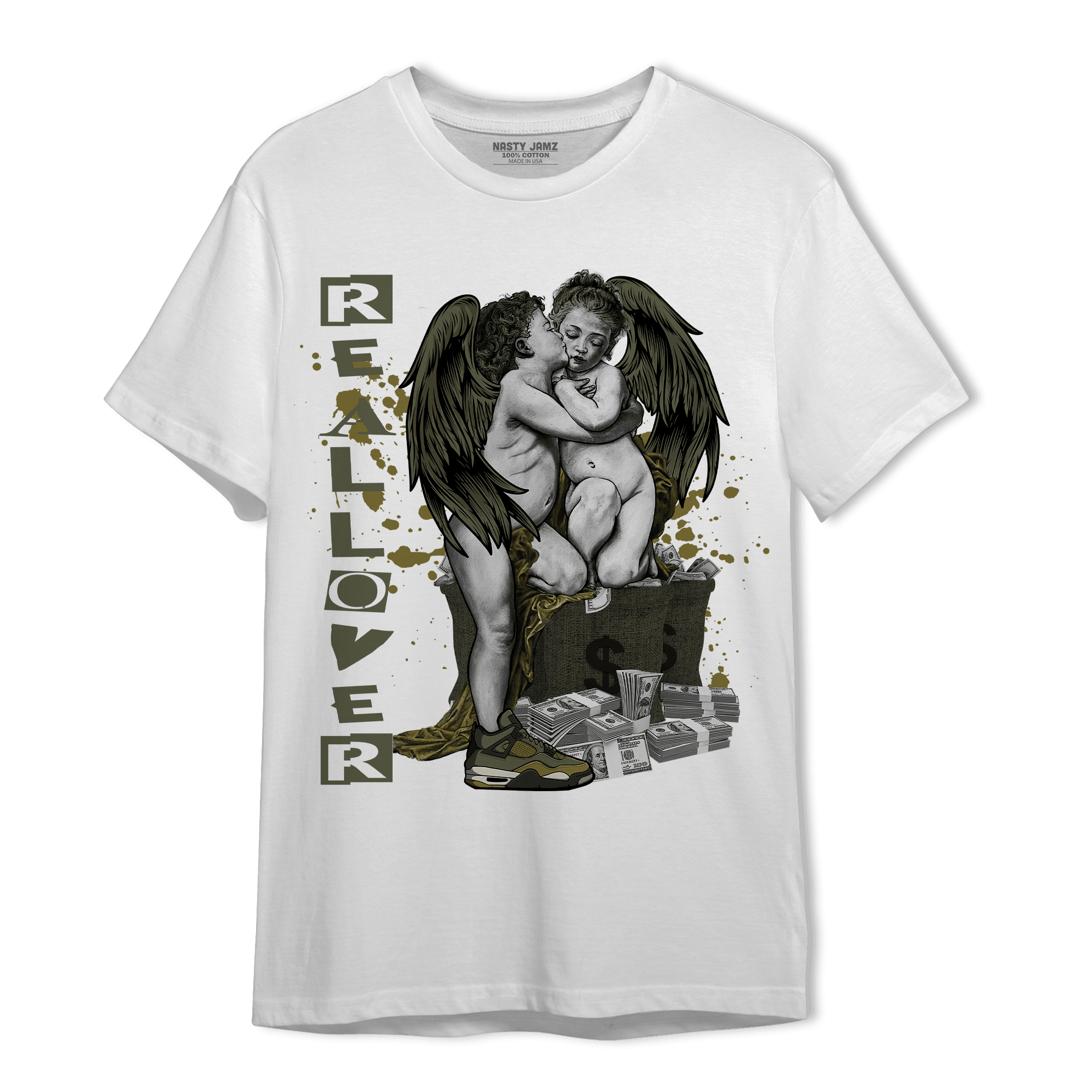 SE Craft Medium Olive 4s T Shirt Match Real Lover Angel - NastyJamz