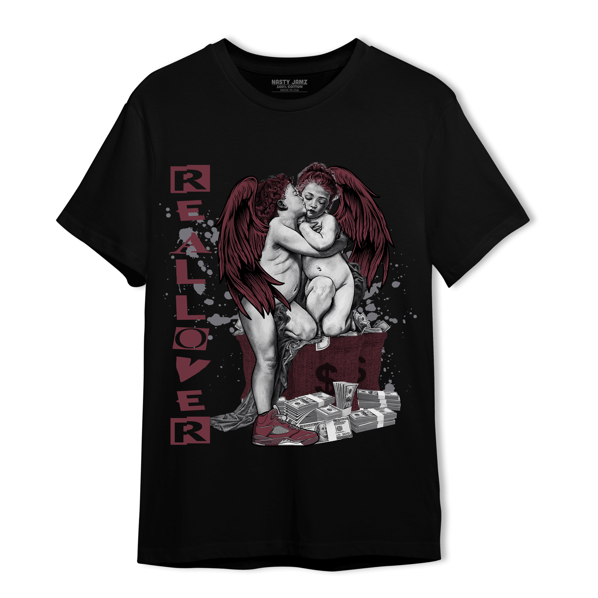 Burgundy 5s T Shirt Match Real Lover Angel - NastyJamz