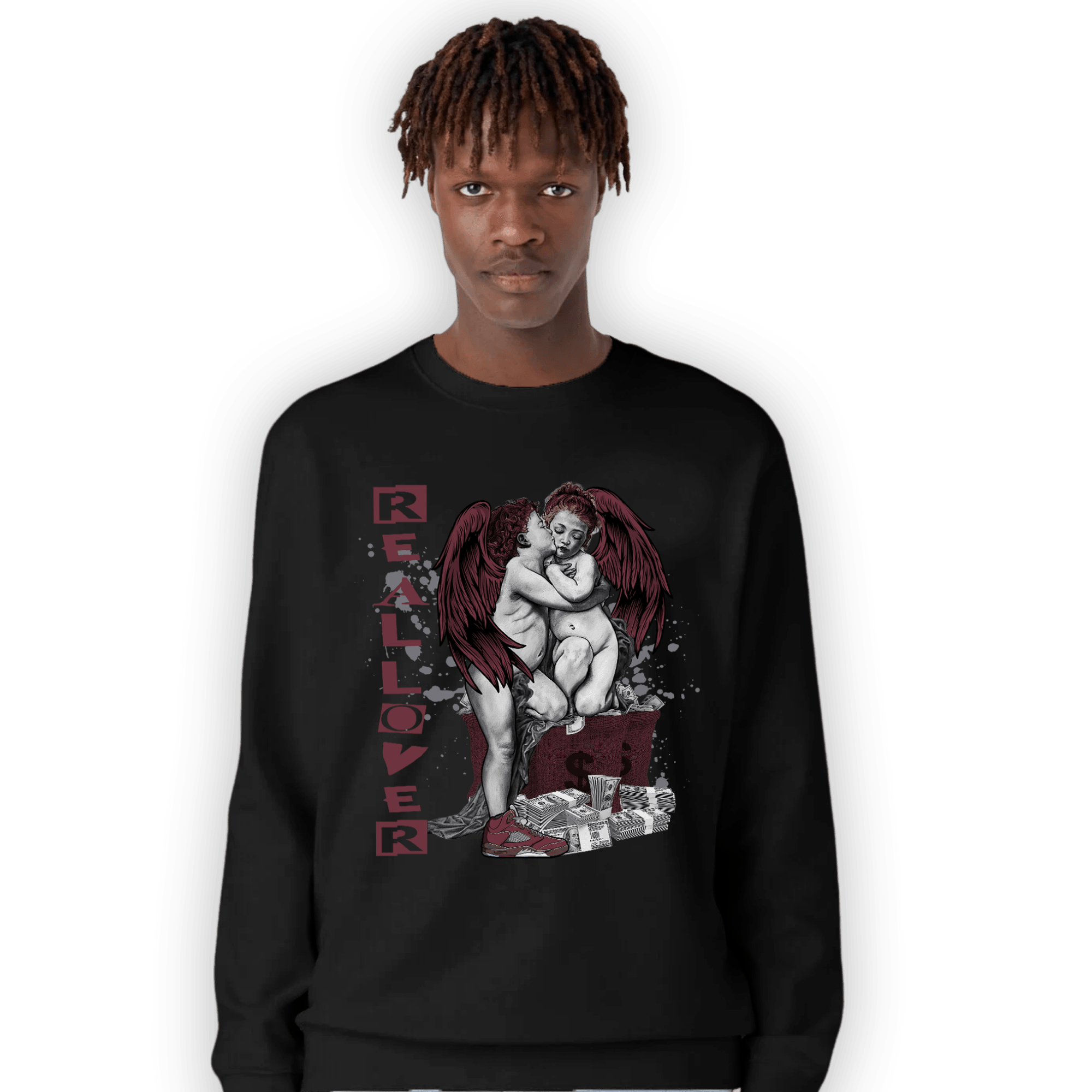 Burgundy 5s Sweatshirt Match Real Lover Angel - NastyJamz