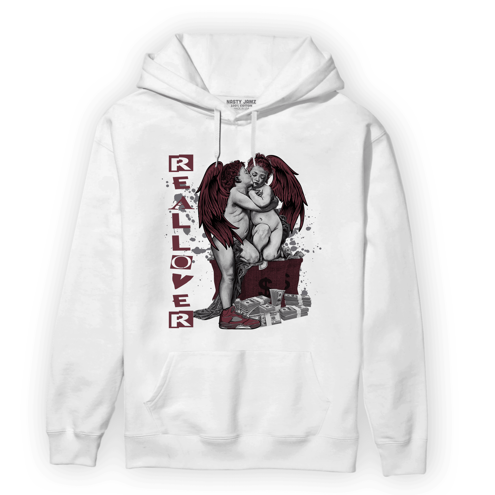 Burgundy 5s Hoodie Match Real Lover Angel - NastyJamz