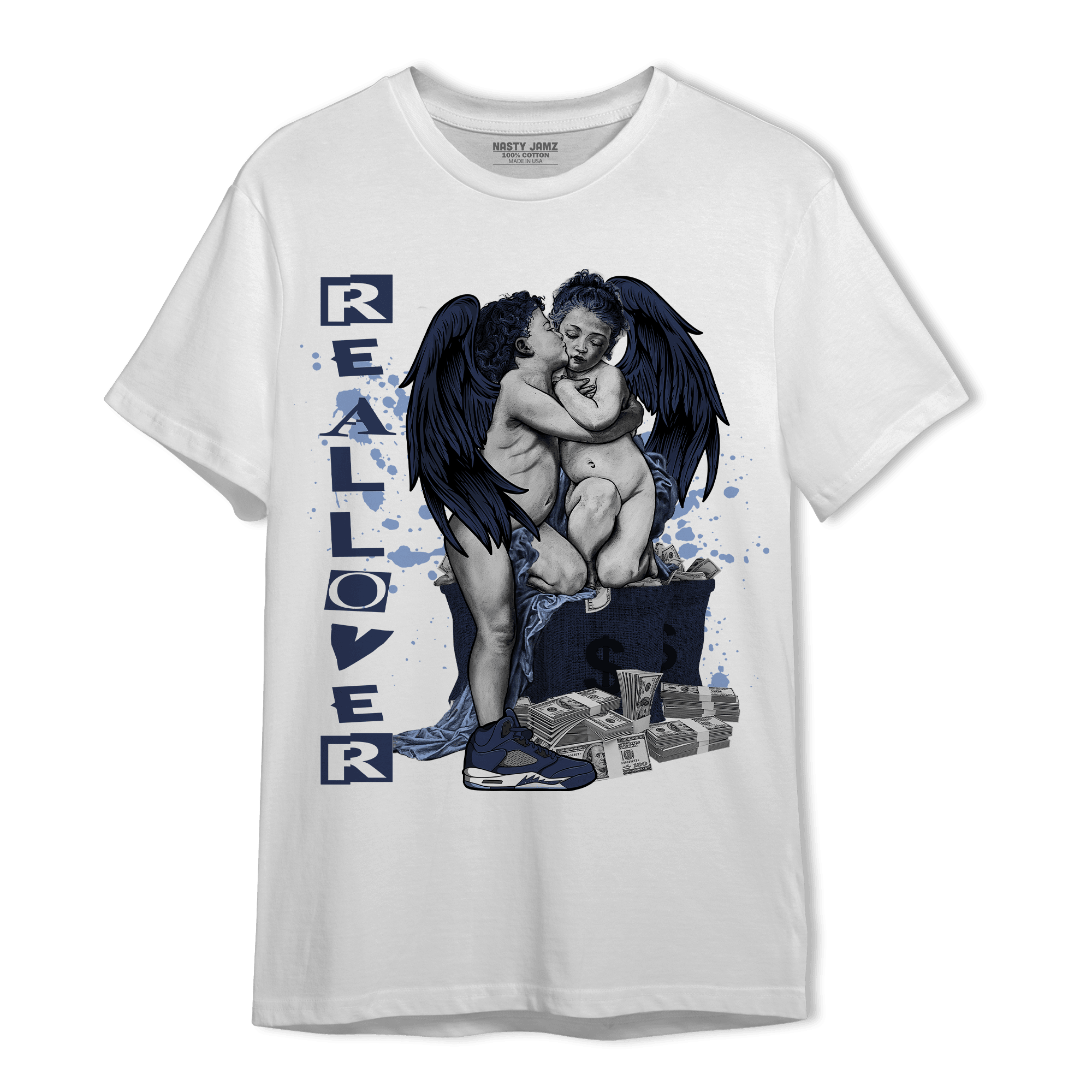 Midnight Navy 5s T Shirt Match Real Lover Angel - NastyJamz