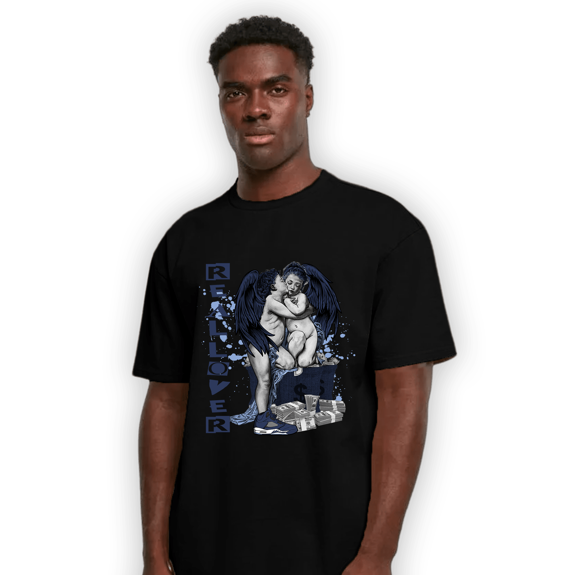 Midnight Navy 5s T Shirt Match Real Lover Angel - NastyJamz