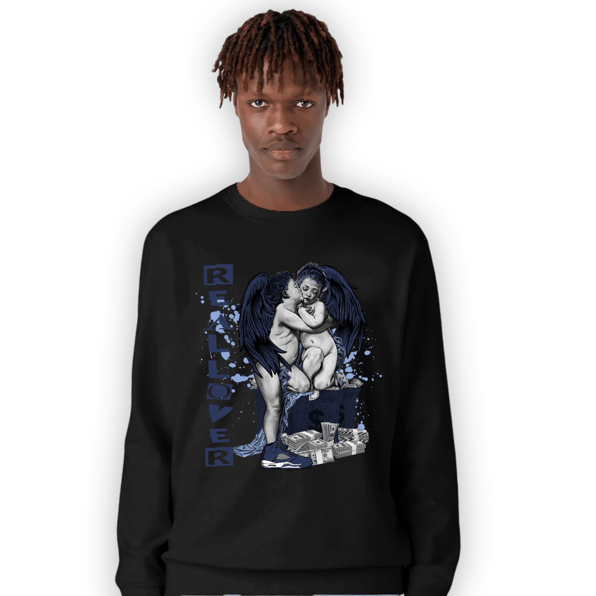 Midnight Navy 5s Sweatshirt Match Real Lover Angel - NastyJamz