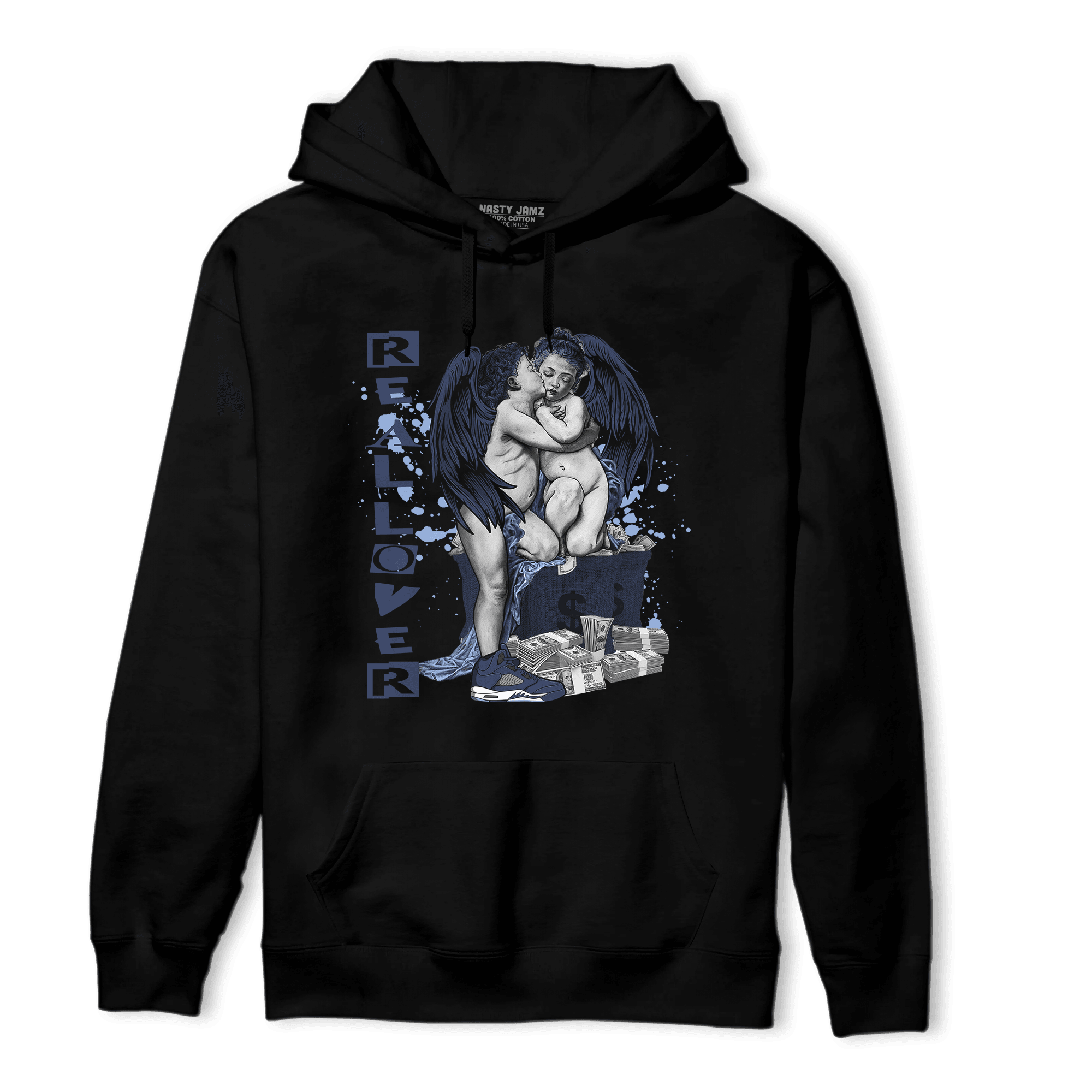 Midnight Navy 5s Hoodie Match Real Lover Angel - NastyJamz