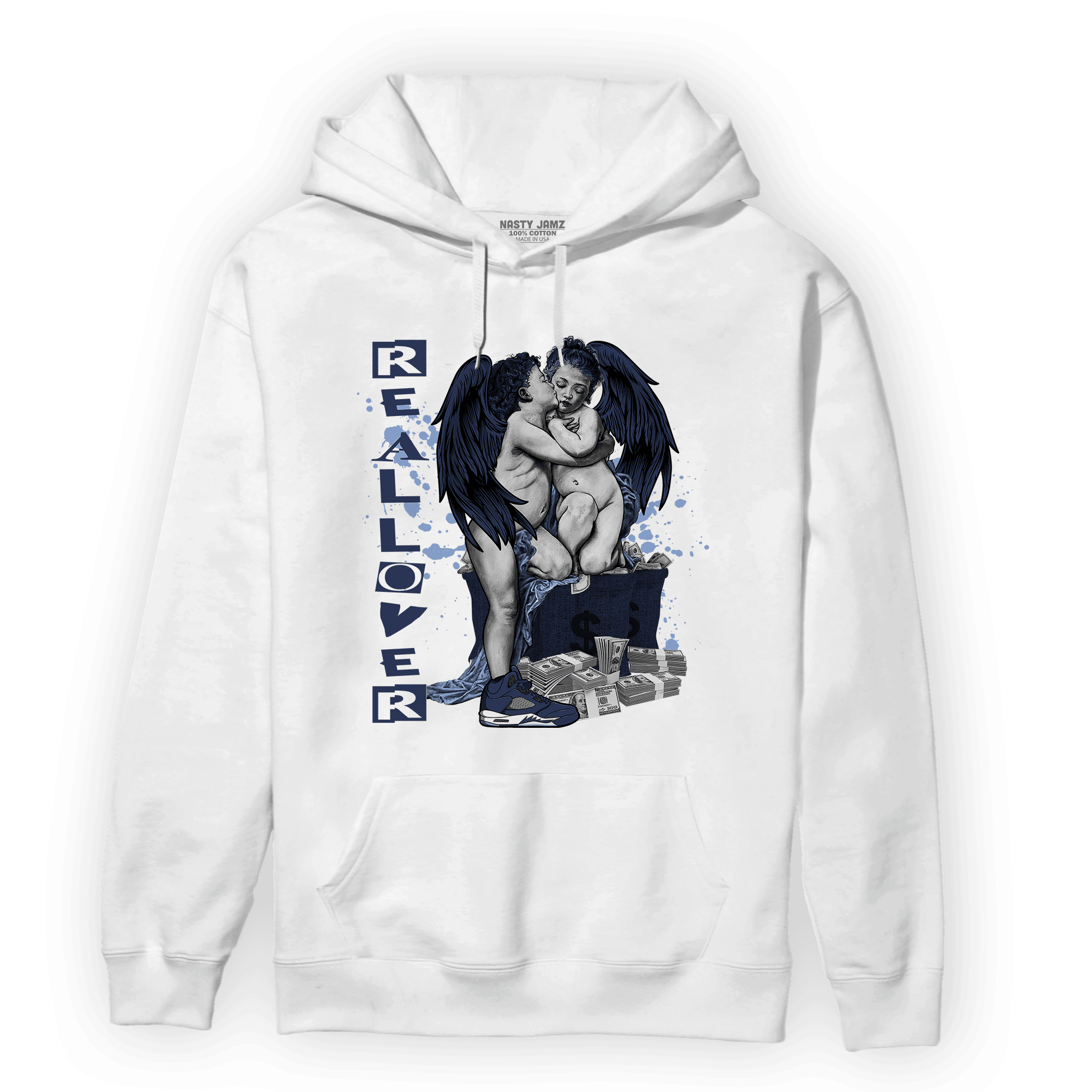 Midnight Navy 5s Hoodie Match Real Lover Angel - NastyJamz