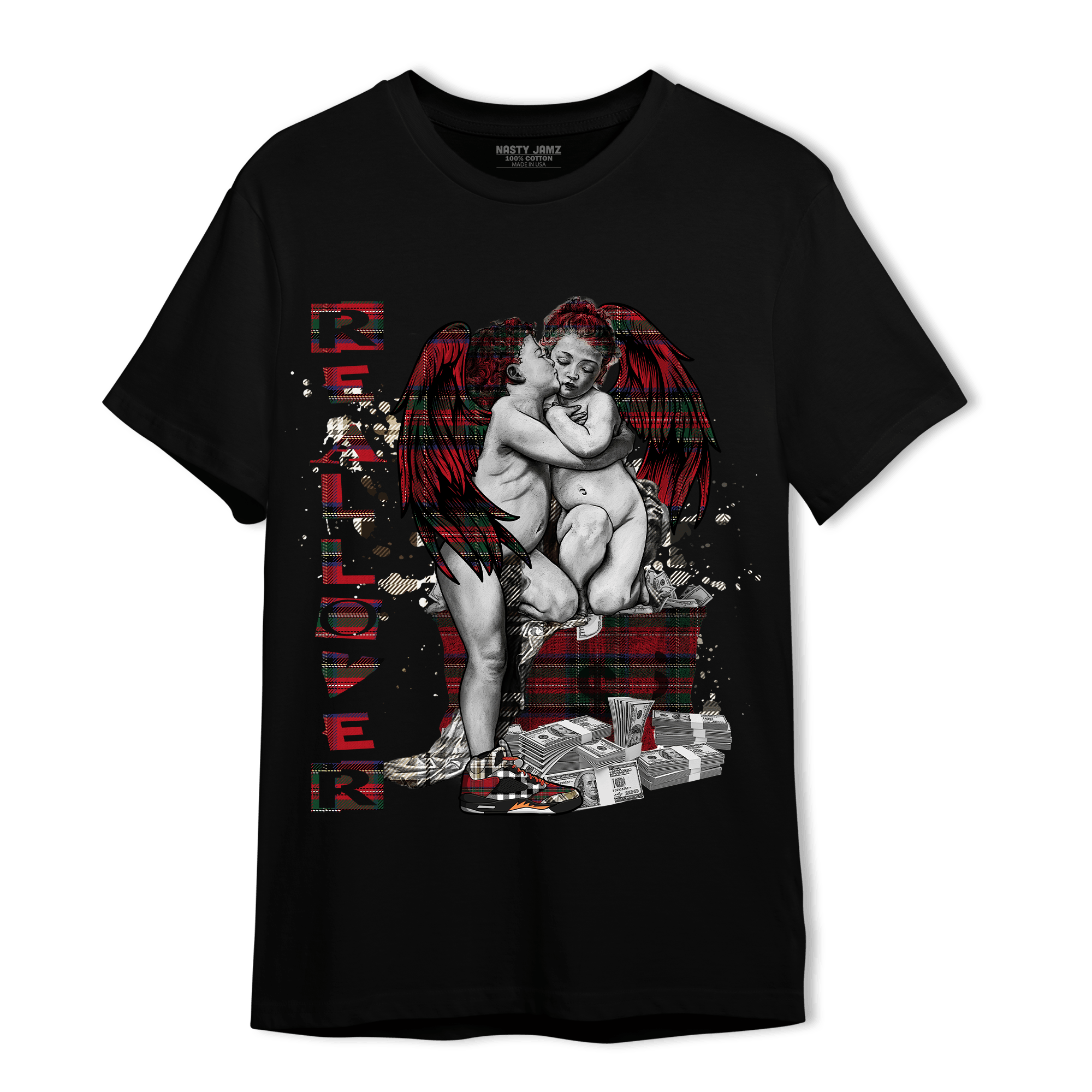 Plaid 5s T Shirt Match Real Lover Angel - NastyJamz