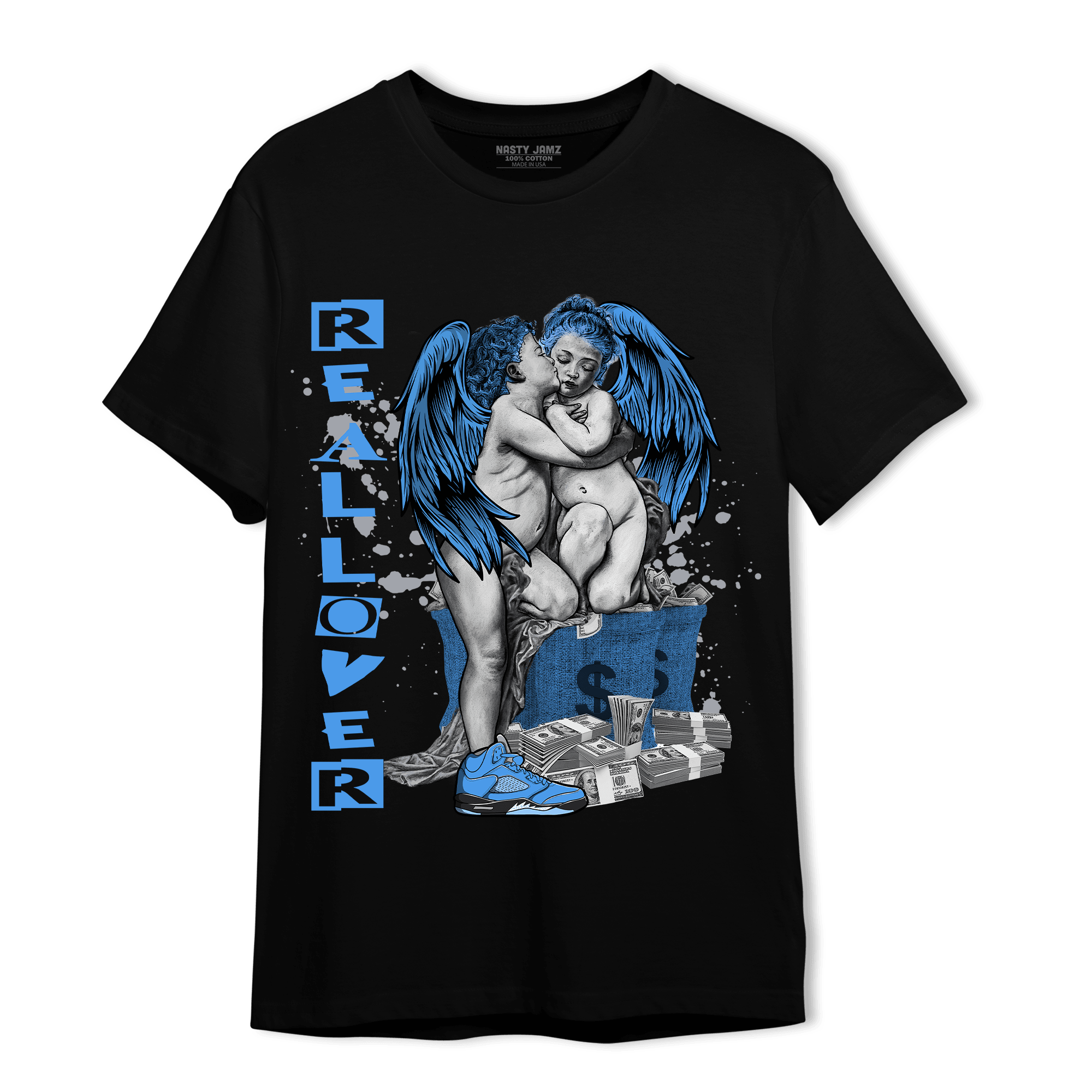 University Blue 5s T Shirt Match Real Lover Angel - NastyJamz