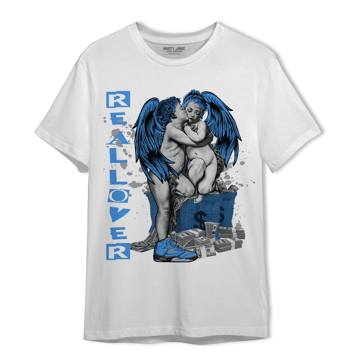 University Blue 5s T Shirt Match Real Lover Angel - NastyJamz