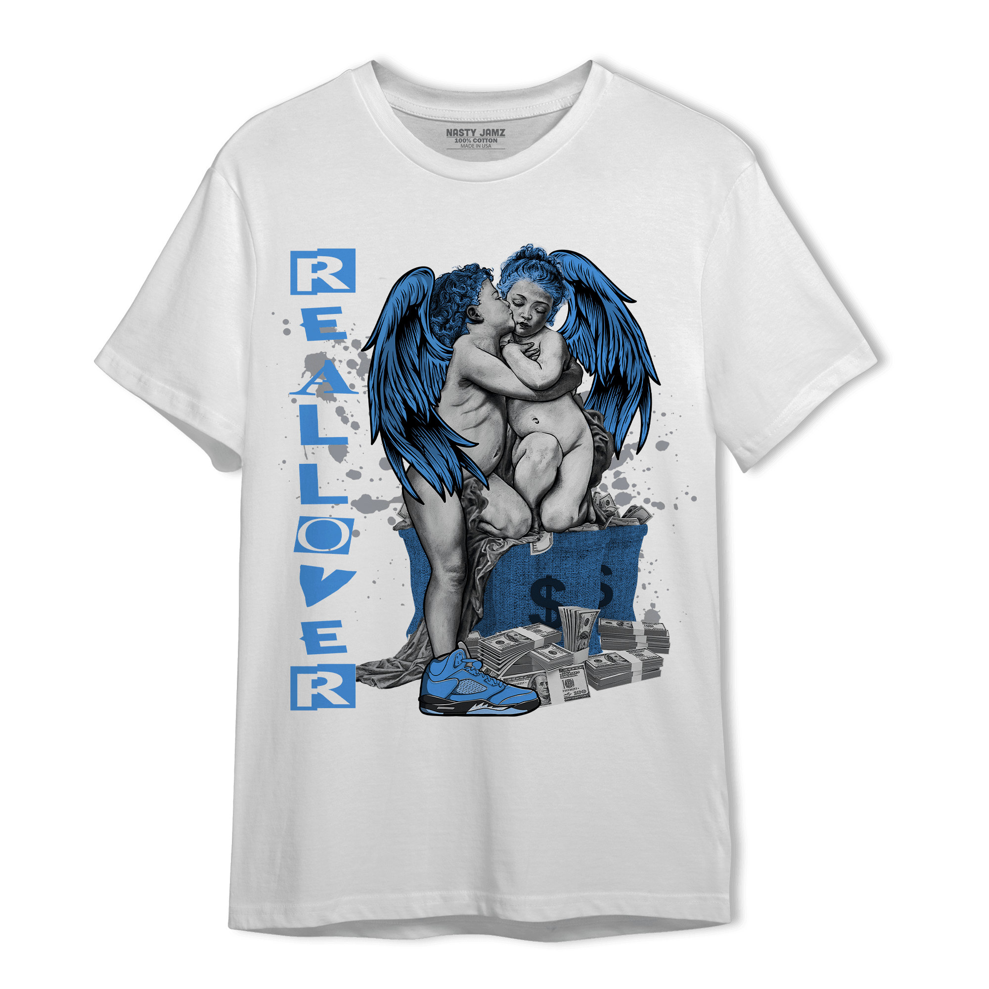 University Blue 5s T Shirt Match Real Lover Angel - NastyJamz