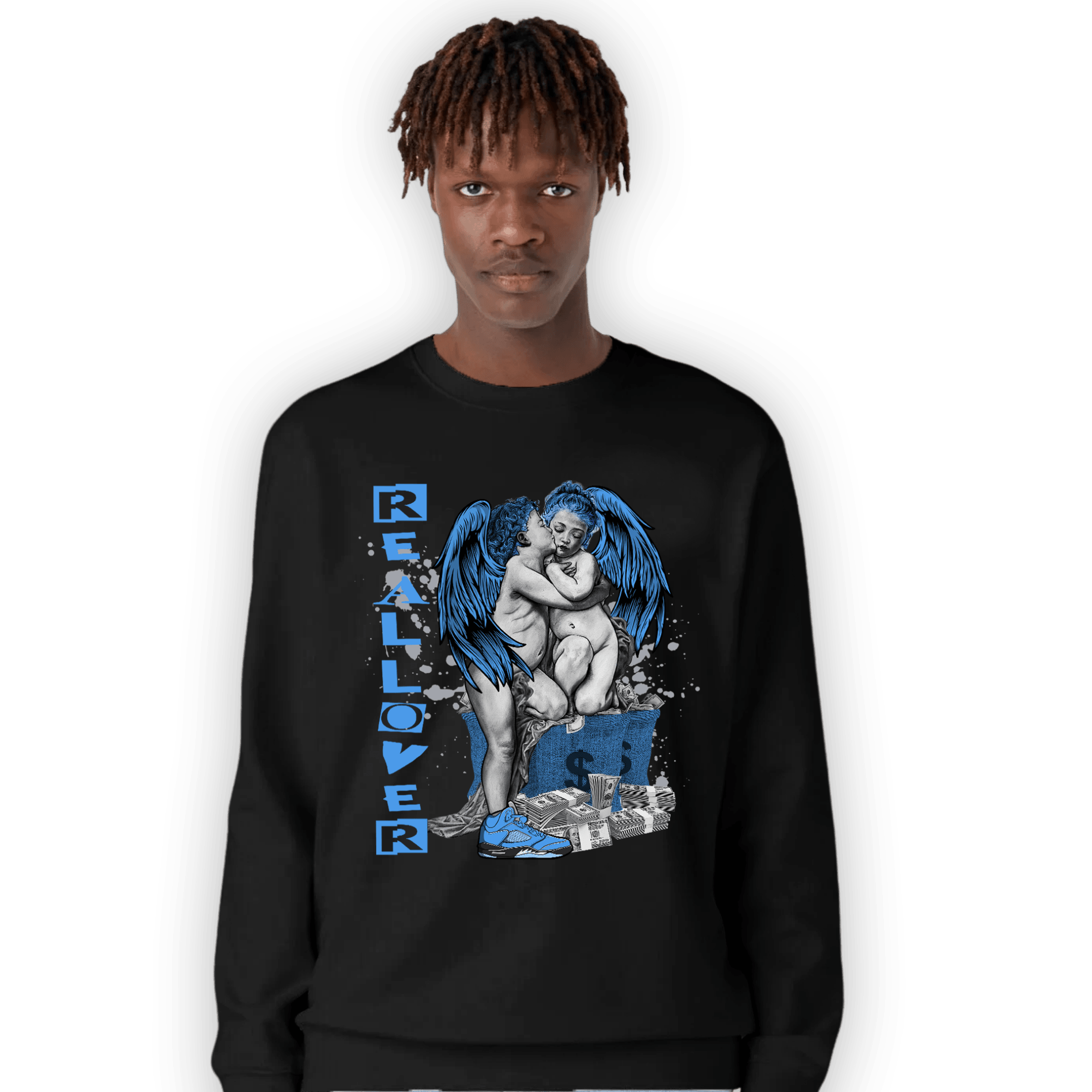 University Blue 5s Sweatshirt Match Real Lover Angel - NastyJamz
