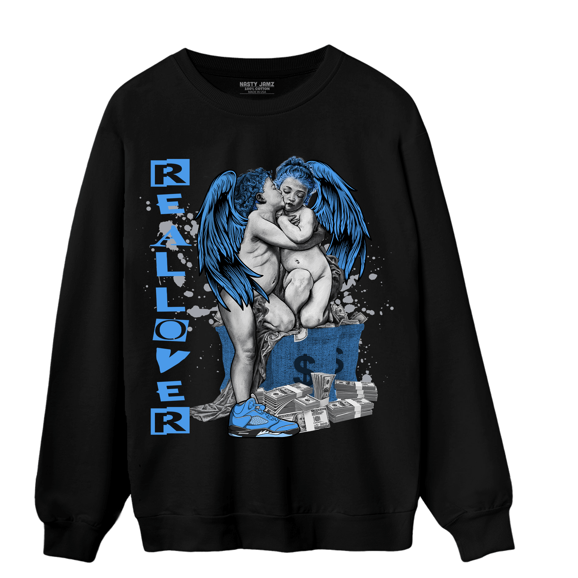 University Blue 5s Sweatshirt Match Real Lover Angel - NastyJamz