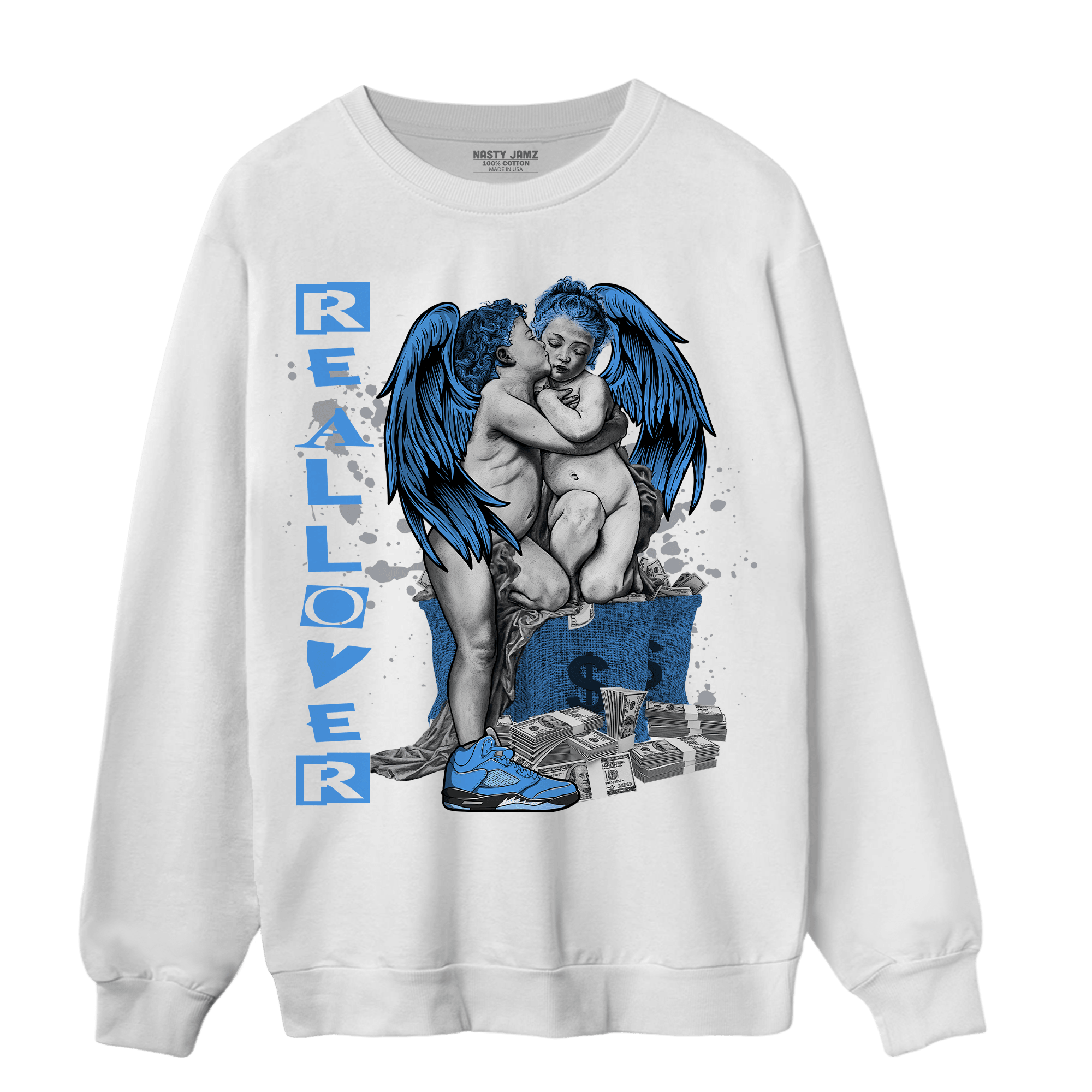 University Blue 5s Sweatshirt Match Real Lover Angel - NastyJamz