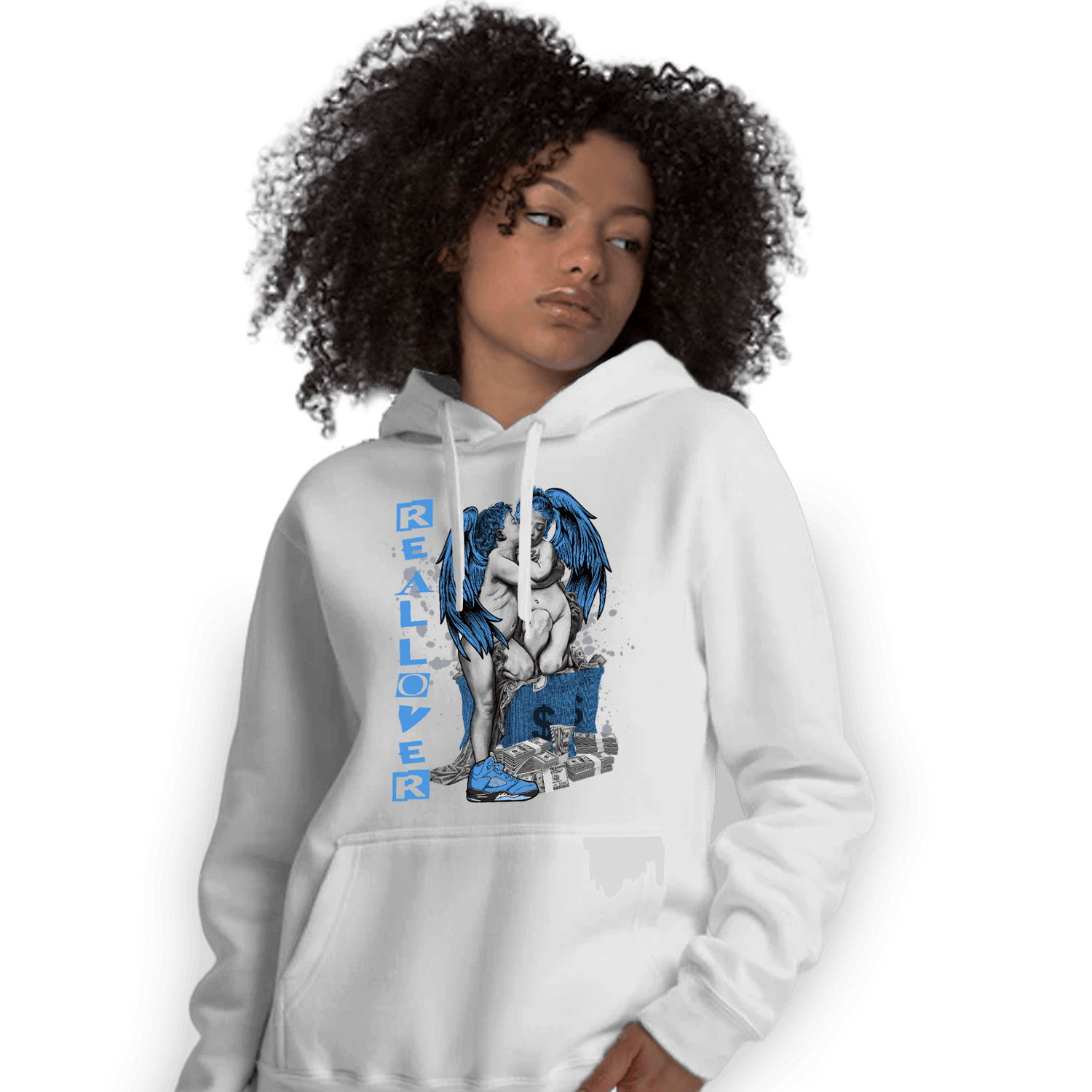 University Blue 5s Hoodie Match Real Lover Angel - NastyJamz
