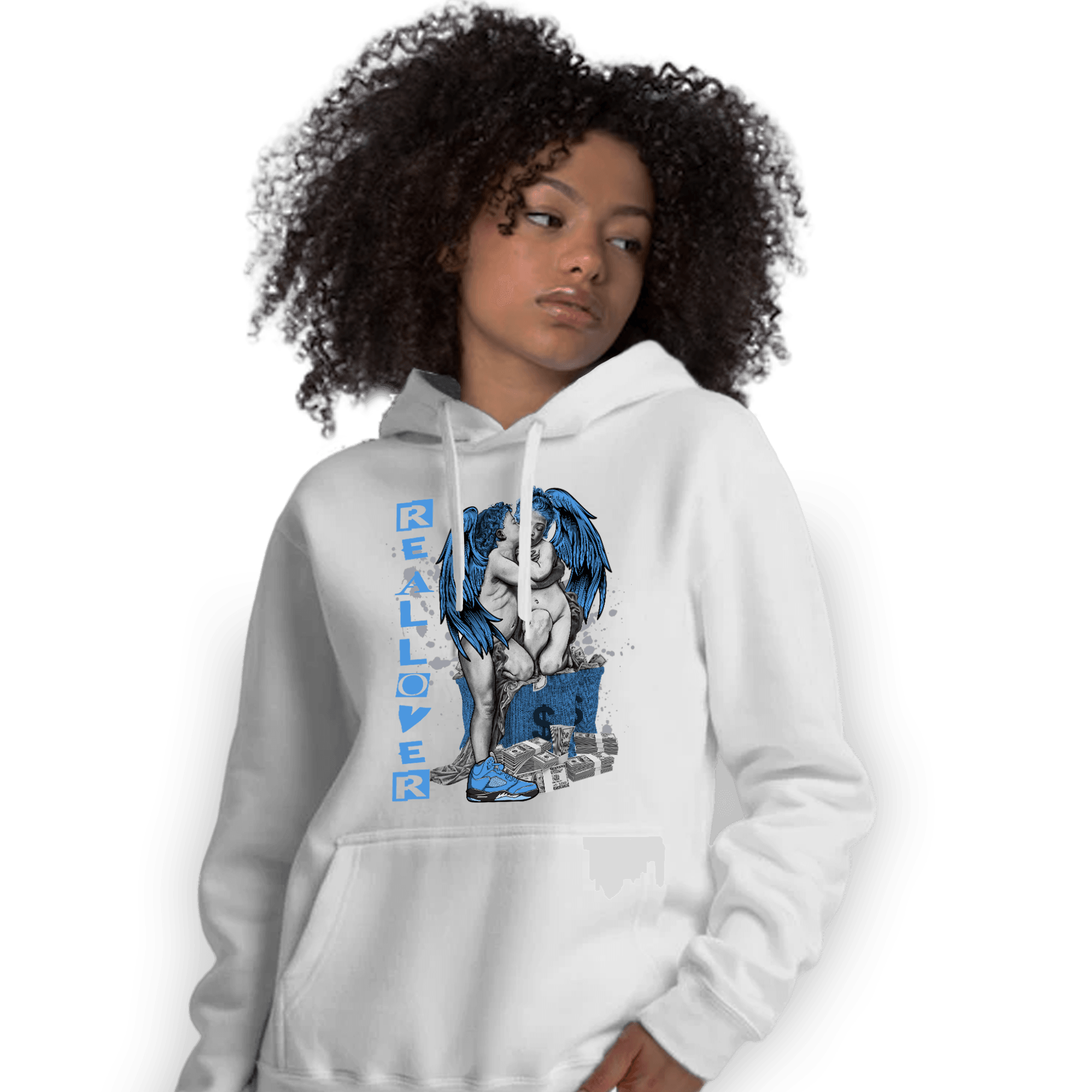 University Blue 5s Hoodie Match Real Lover Angel - NastyJamz