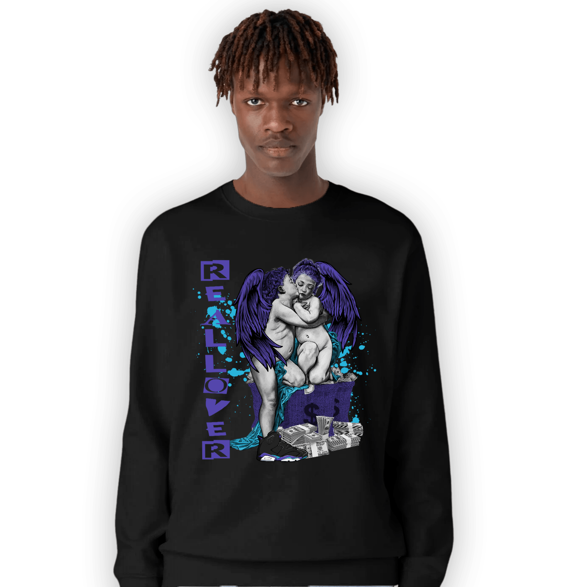 Aqua 6s Sweatshirt Match Real Lover Angel - NastyJamz