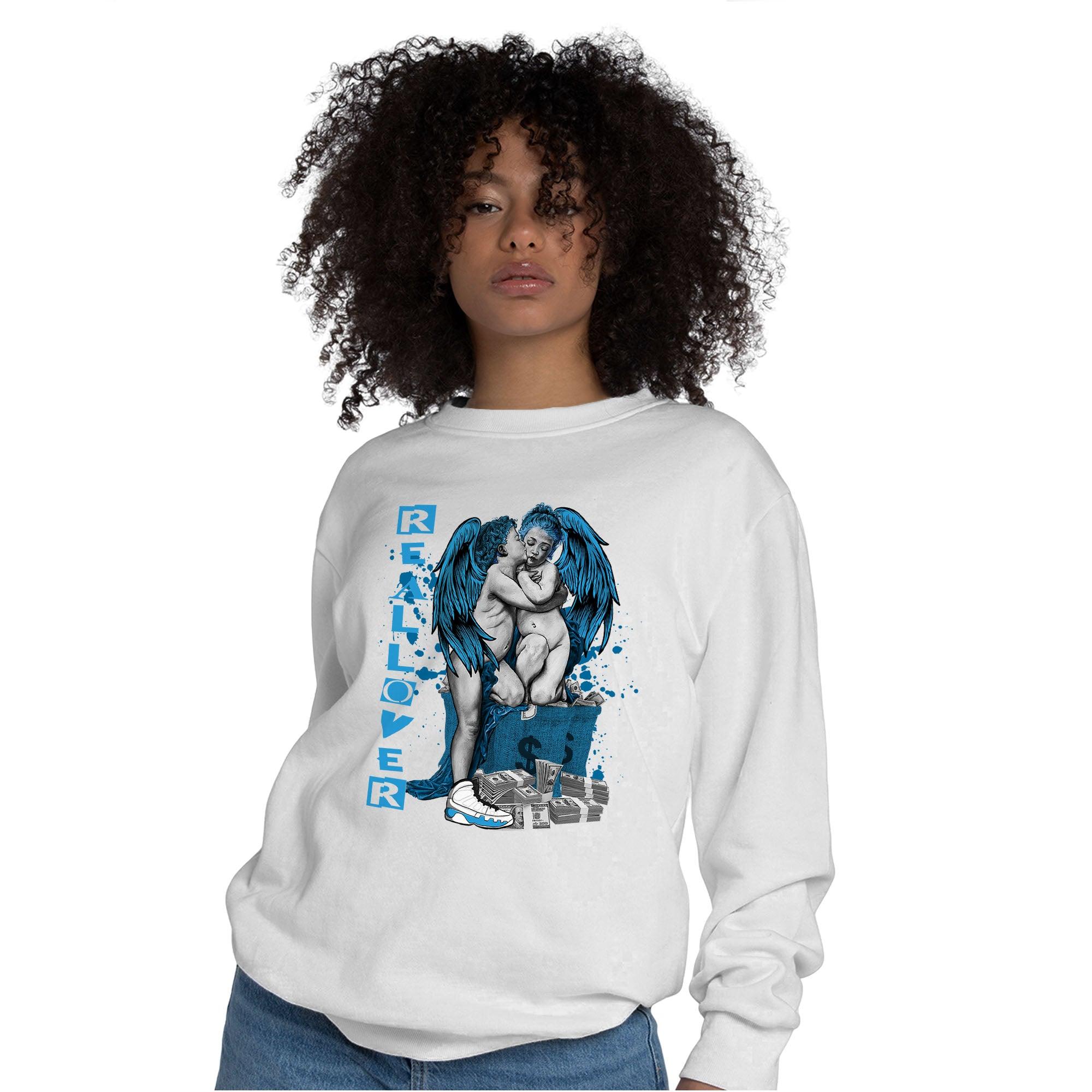 Powder Blue 9s Sweatshirt Match Real Lover Angel - NastyJamz
