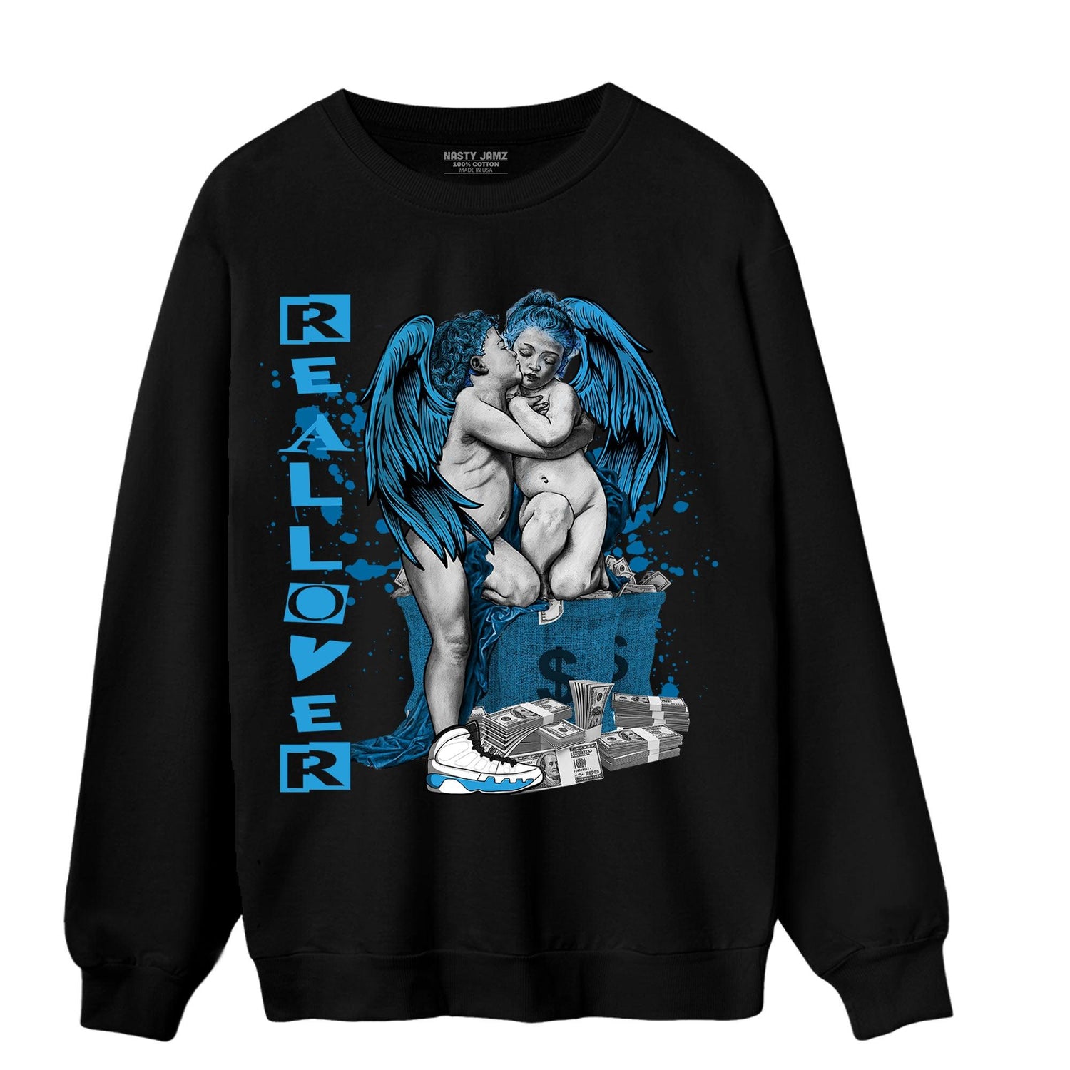 Powder Blue 9s Sweatshirt Match Real Lover Angel - NastyJamz