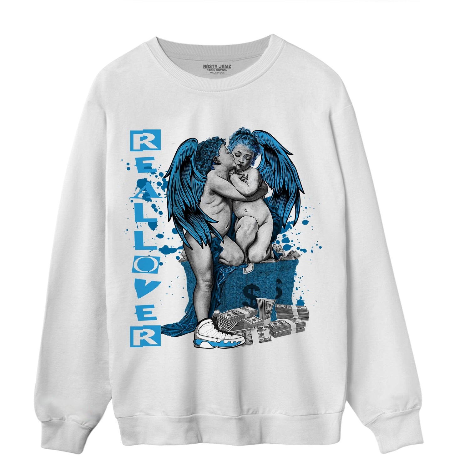Powder Blue 9s Sweatshirt Match Real Lover Angel - NastyJamz