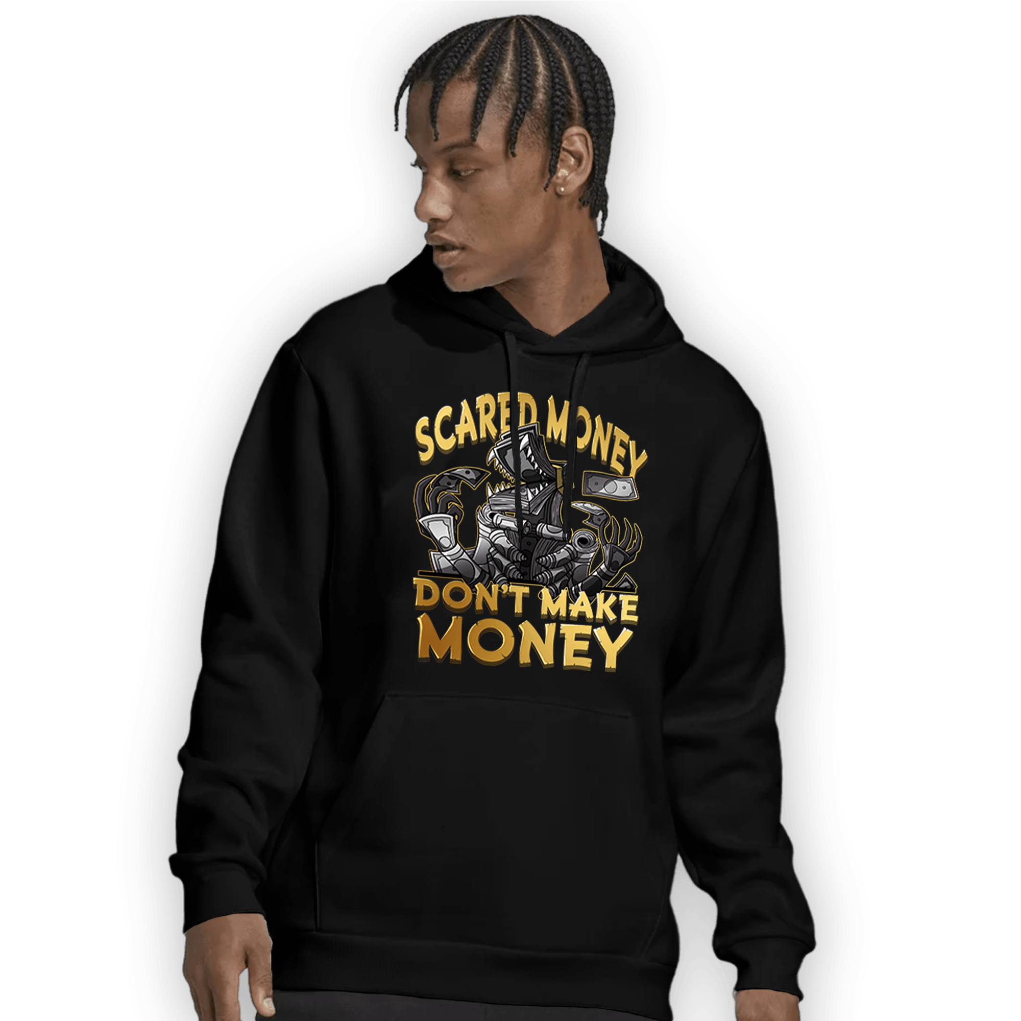 Mid SE Black Gold 1s Hoodie Match Scared Moneyy - NastyJamz