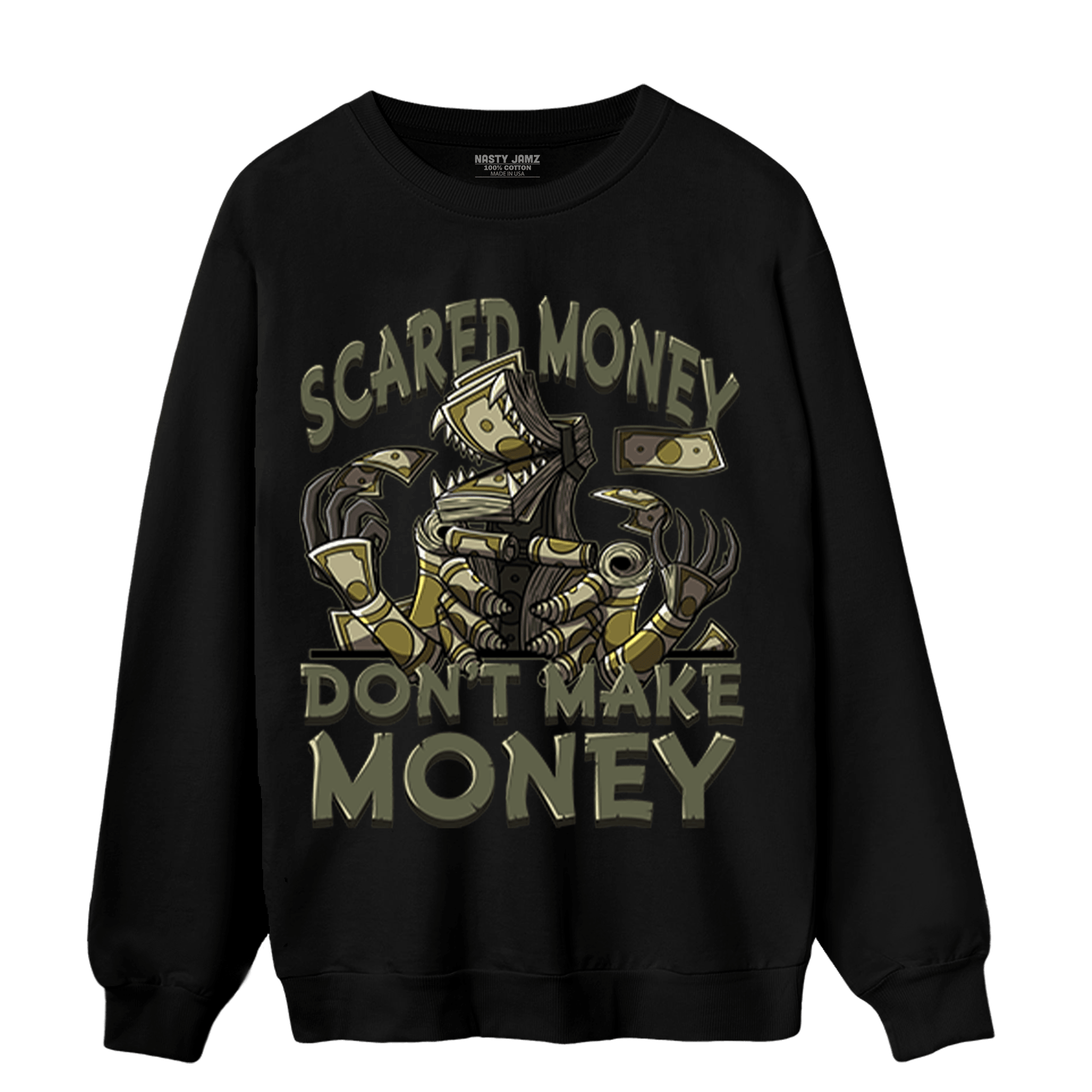 SE Craft Medium Olive 4s Sweatshirt Match Scared Moneyy - NastyJamz