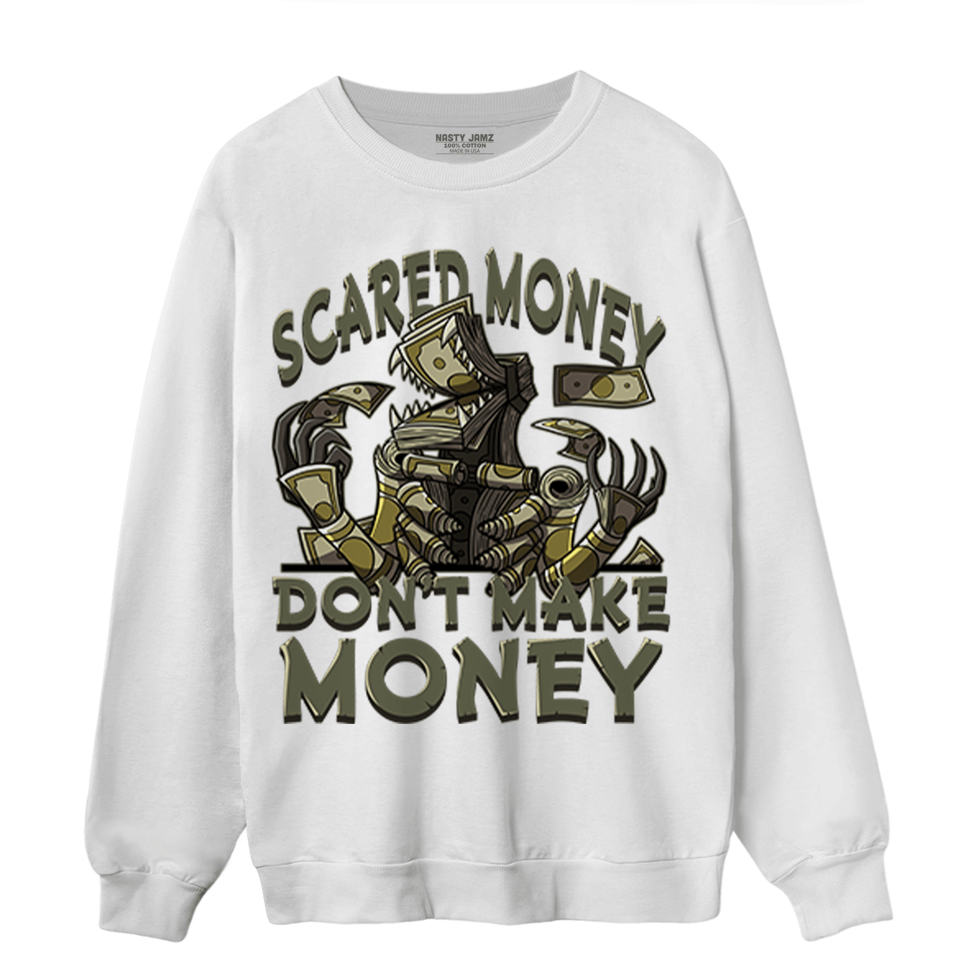SE Craft Medium Olive 4s Sweatshirt Match Scared Moneyy - NastyJamz