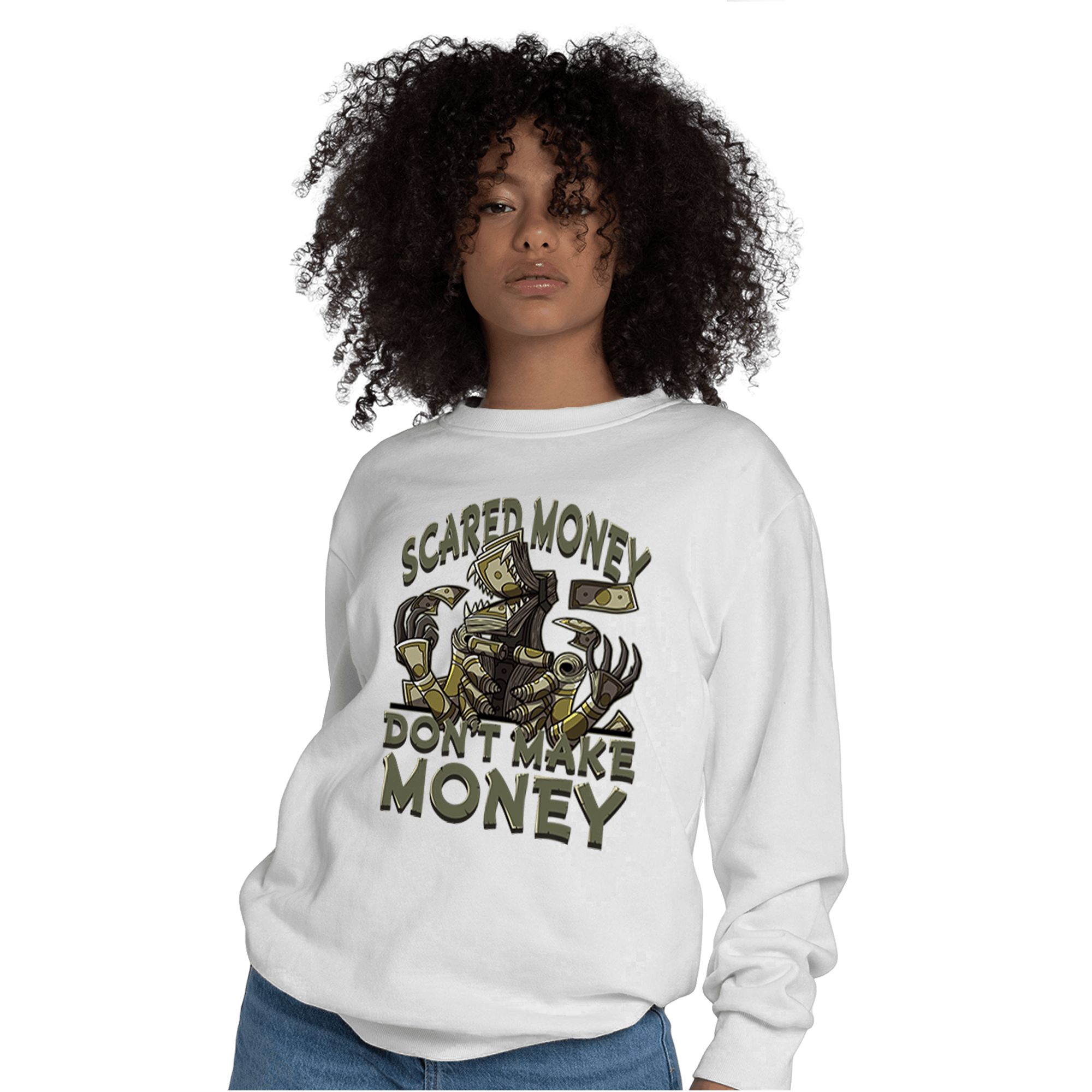 SE Craft Medium Olive 4s Sweatshirt Match Scared Moneyy - NastyJamz