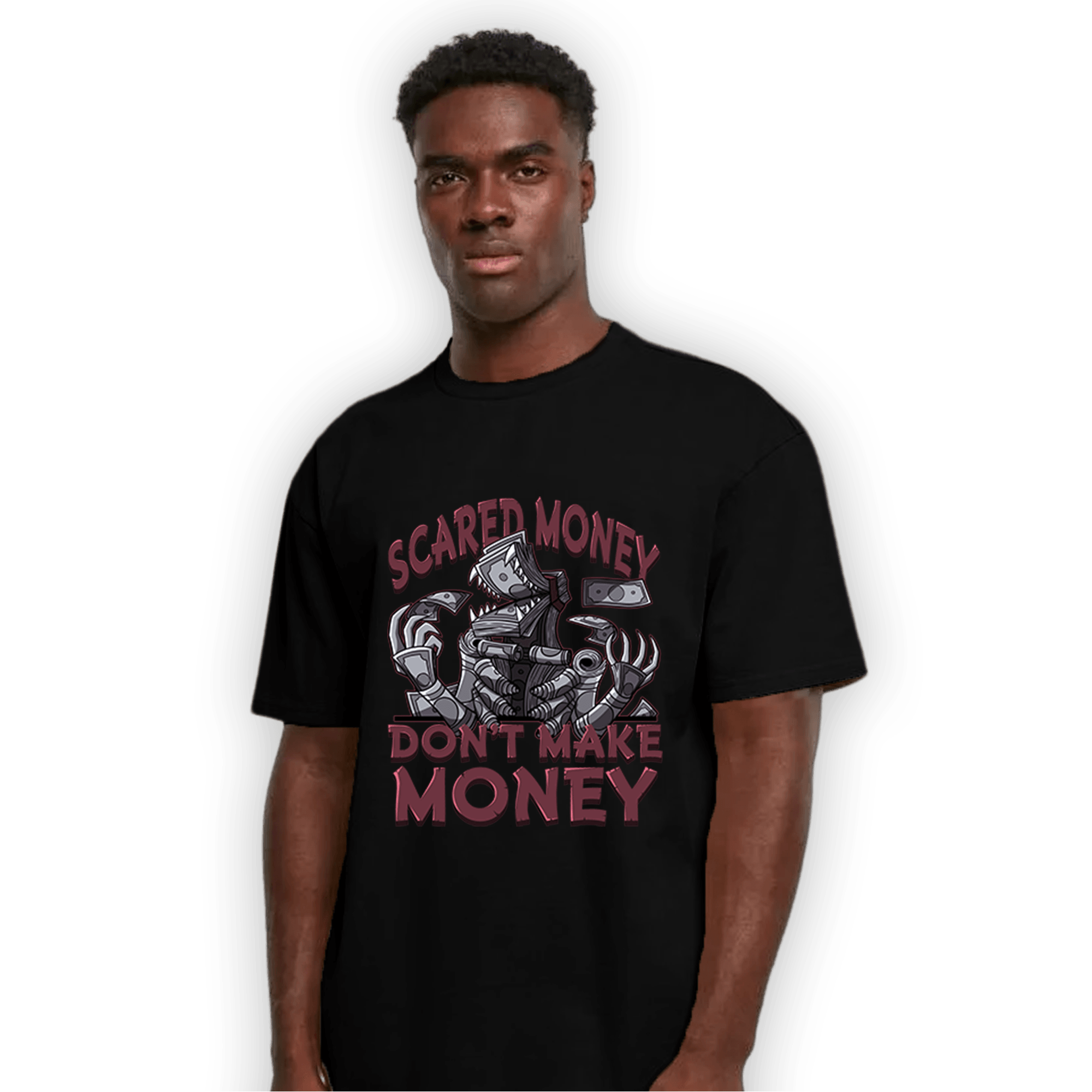 Burgundy 5s T Shirt Match Scared Moneyy - NastyJamz